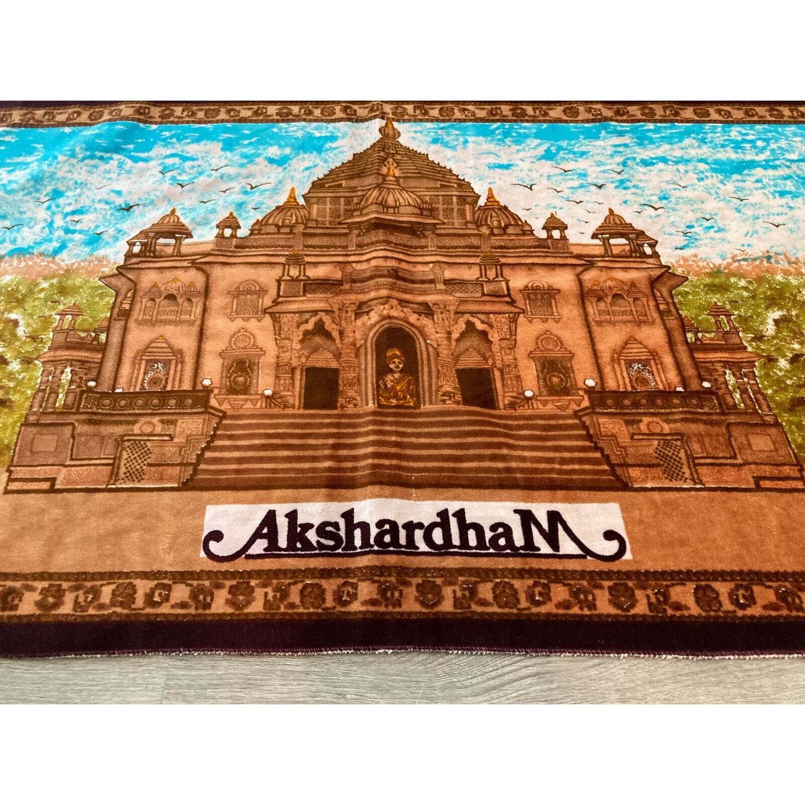 Akshardham Temple Tapestry Wall Hanging India Hindu Decor Cloth Art - Thumbnail 2