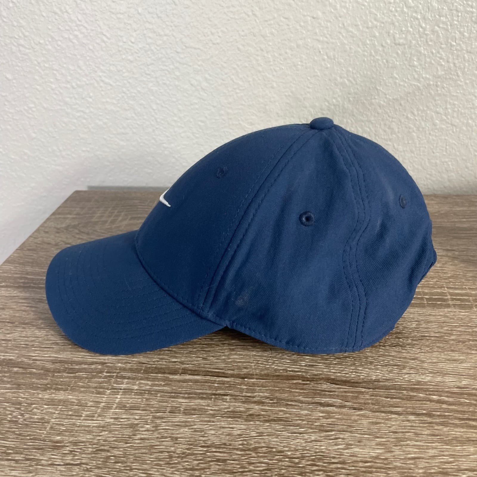 Nike Dri Fit Club Cap Hat Navy Blue Swoosh Adjustable S M Lightweight - Thumbnail 6