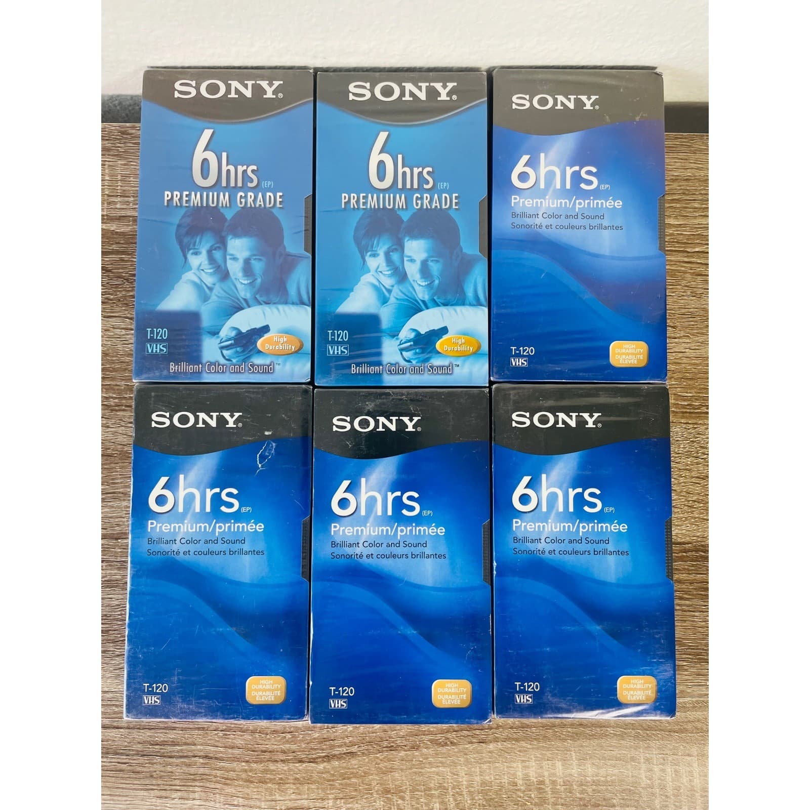 Sony T-120 VHS Blank Tapes Lot 6 New Sealed Premium 6 Hour Recordable Video - Thumbnail 2
