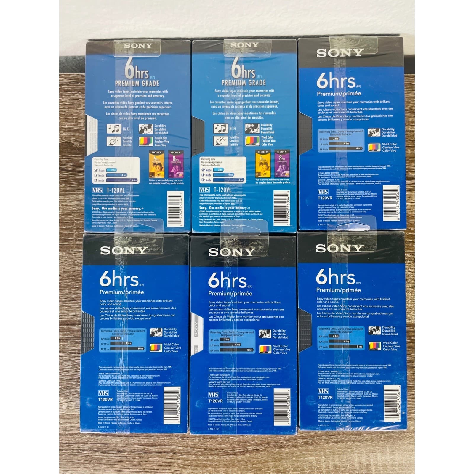 Sony T-120 VHS Blank Tapes Lot 6 New Sealed Premium 6 Hour Recordable Video - Thumbnail 5
