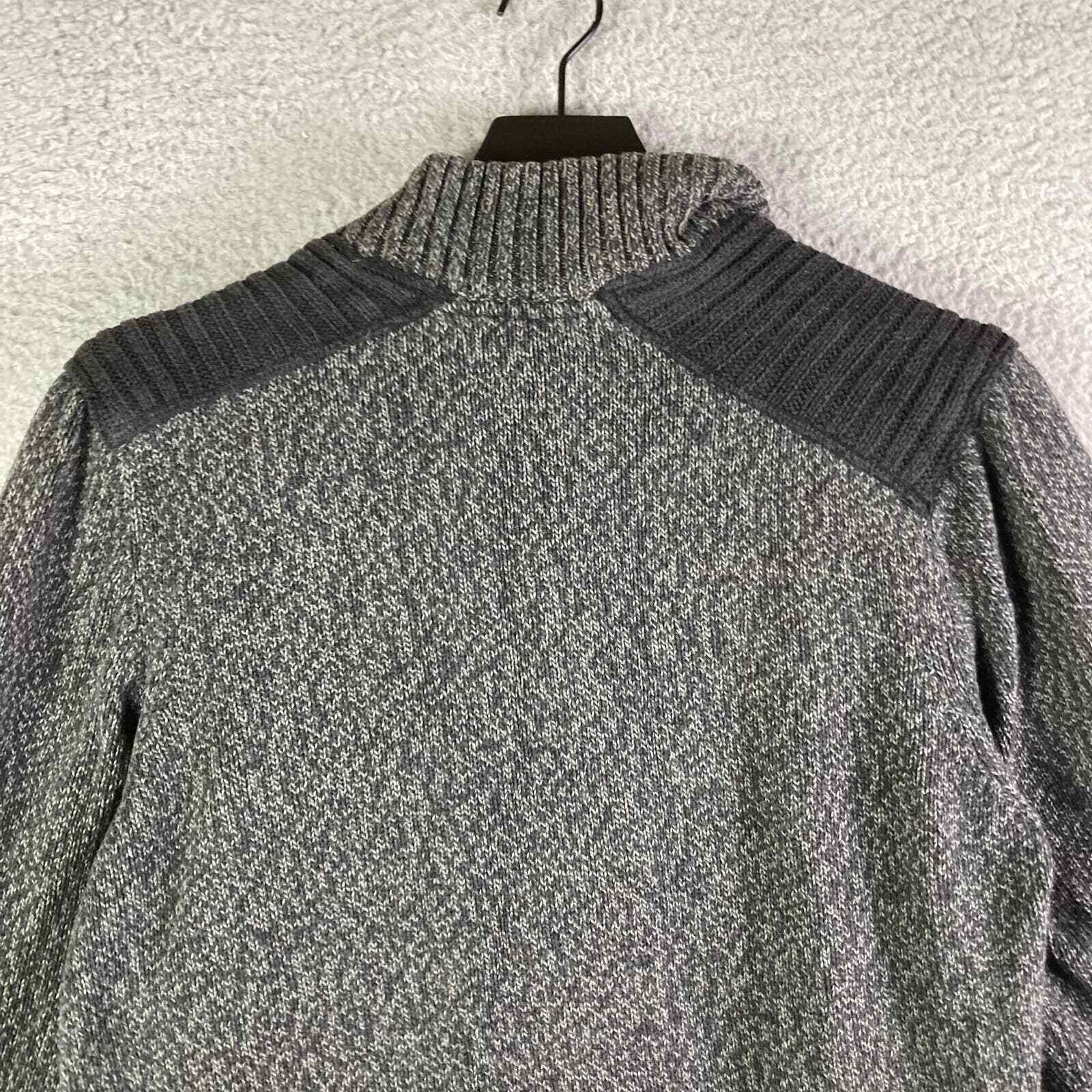Sweater Mens Gray Pullover Size Medium 1/4 Button Knit Cotton Casual Warm - Thumbnail 8