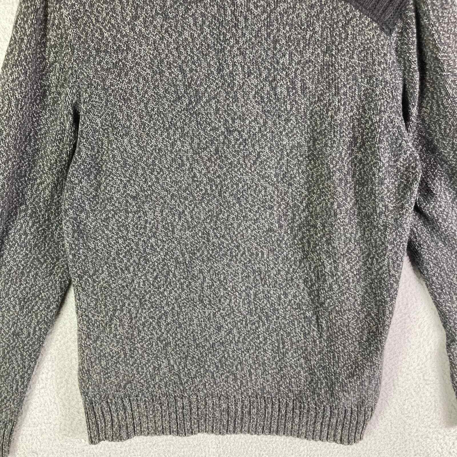 Sweater Mens Gray Pullover Size Medium 1/4 Button Knit Cotton Casual Warm - Thumbnail 9
