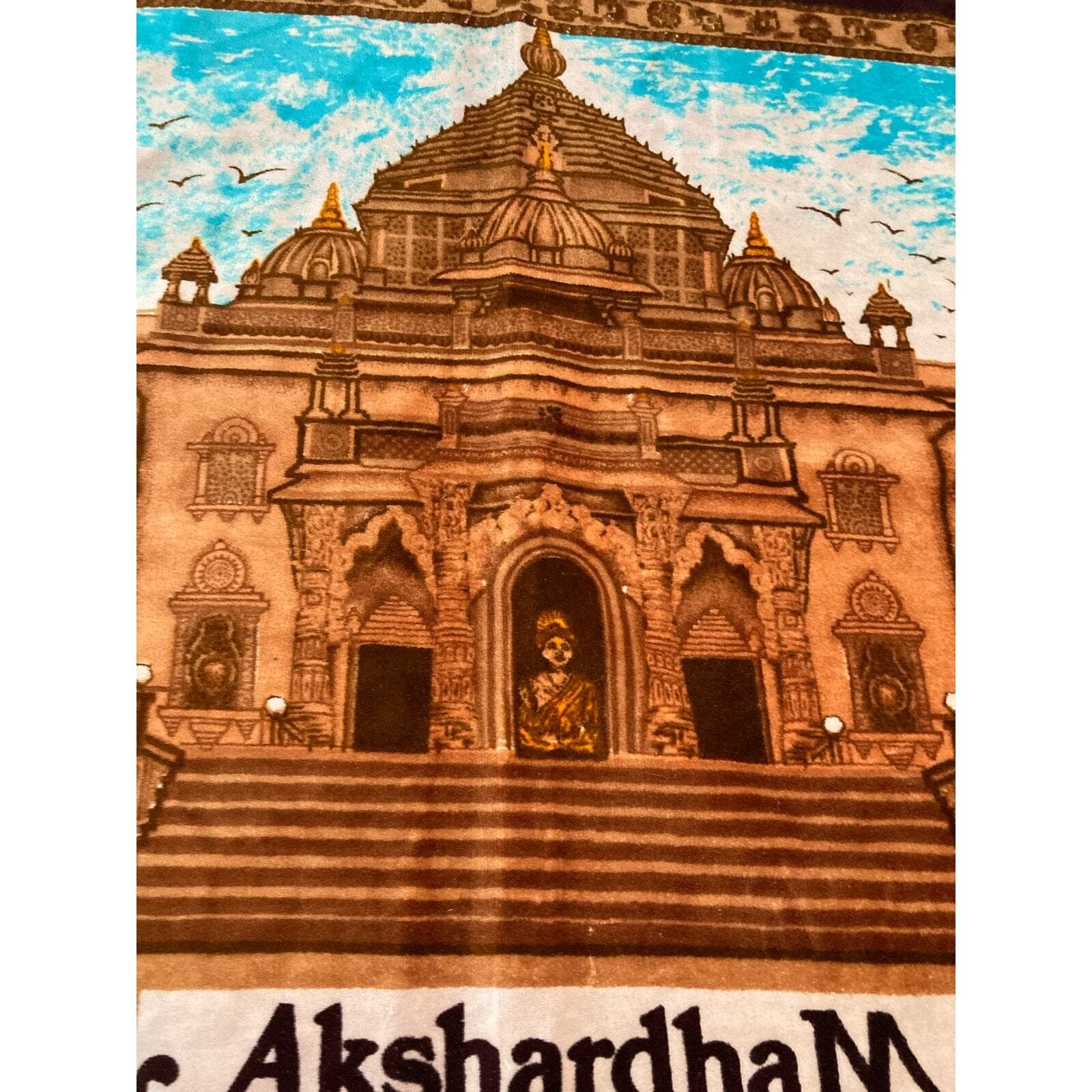 Akshardham Temple Tapestry Wall Hanging India Hindu Decor Cloth Art - Thumbnail 6