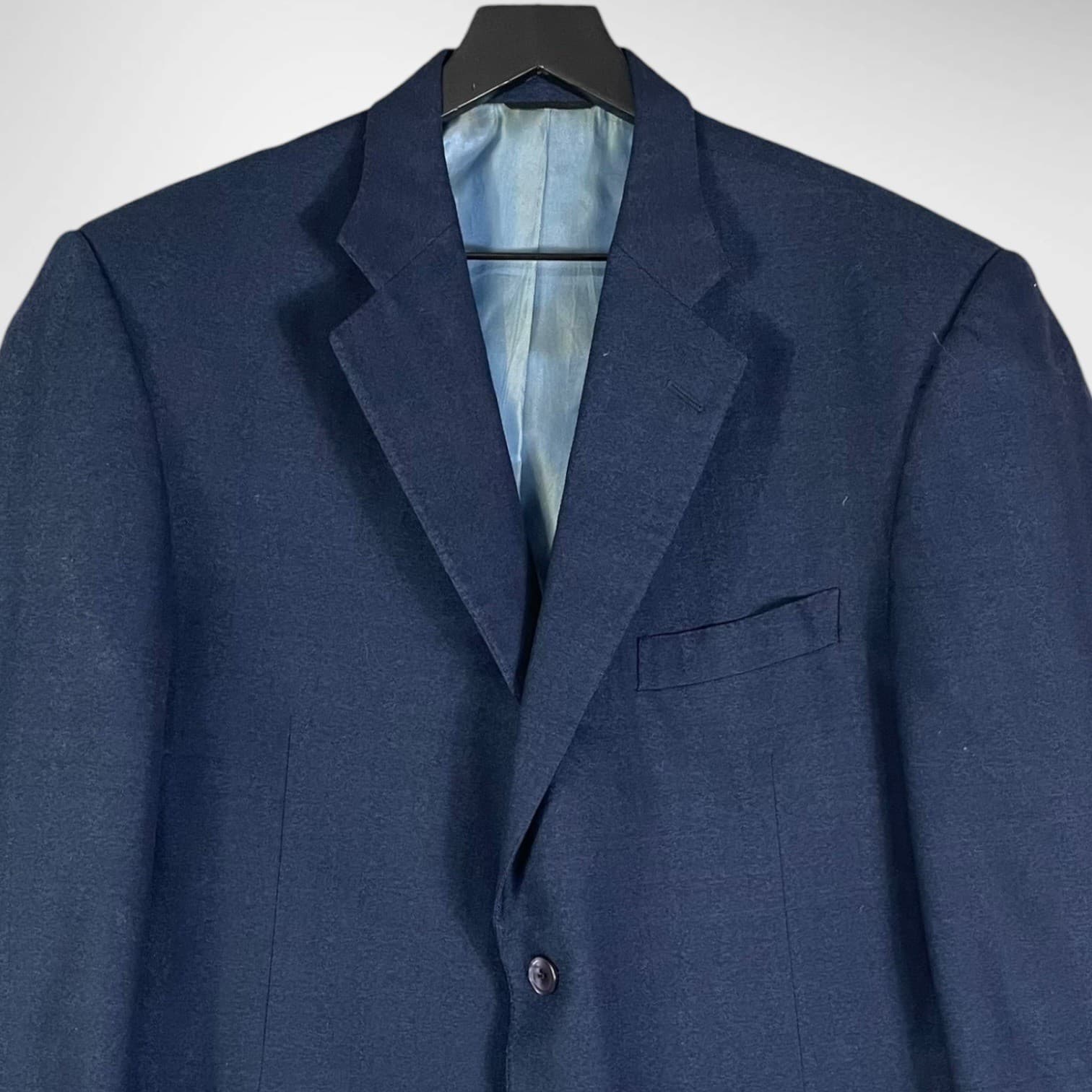 Men's Navy Blue Two Button Blazer Suit Jacket Size 44L Formal Business Career - Thumbnail 2