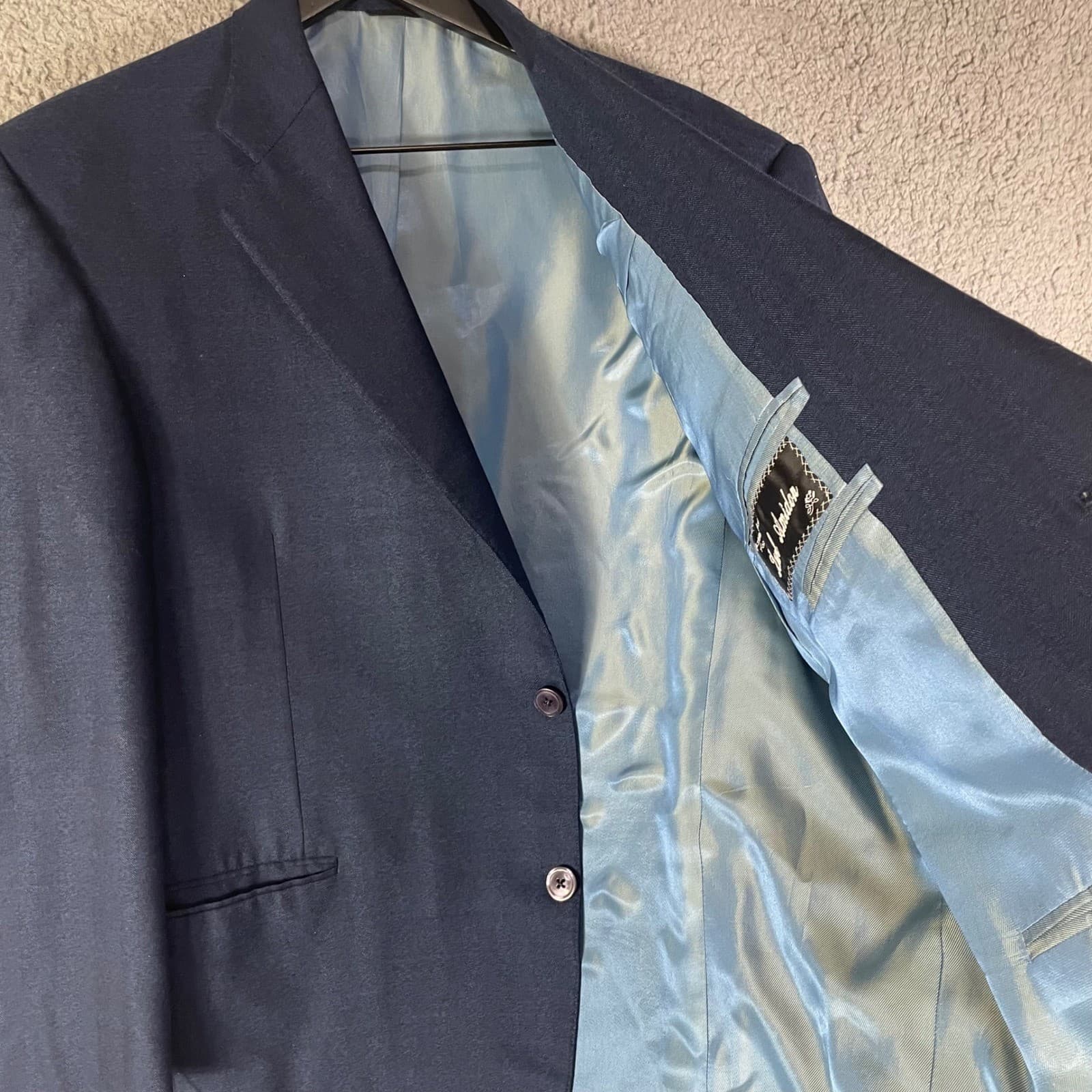 Men's Navy Blue Two Button Blazer Suit Jacket Size 44L Formal Business Career - Thumbnail 9