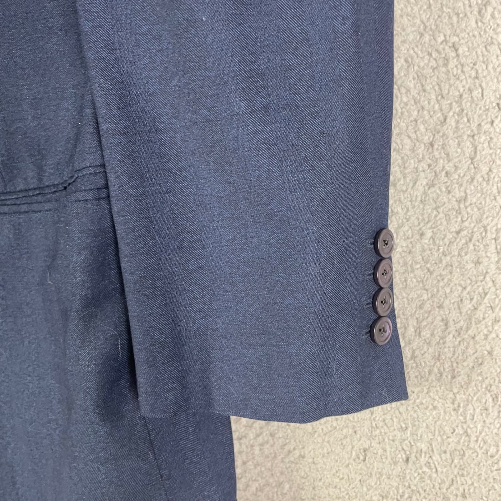 Men's Navy Blue Two Button Blazer Suit Jacket Size 44L Formal Business Career - Thumbnail 11