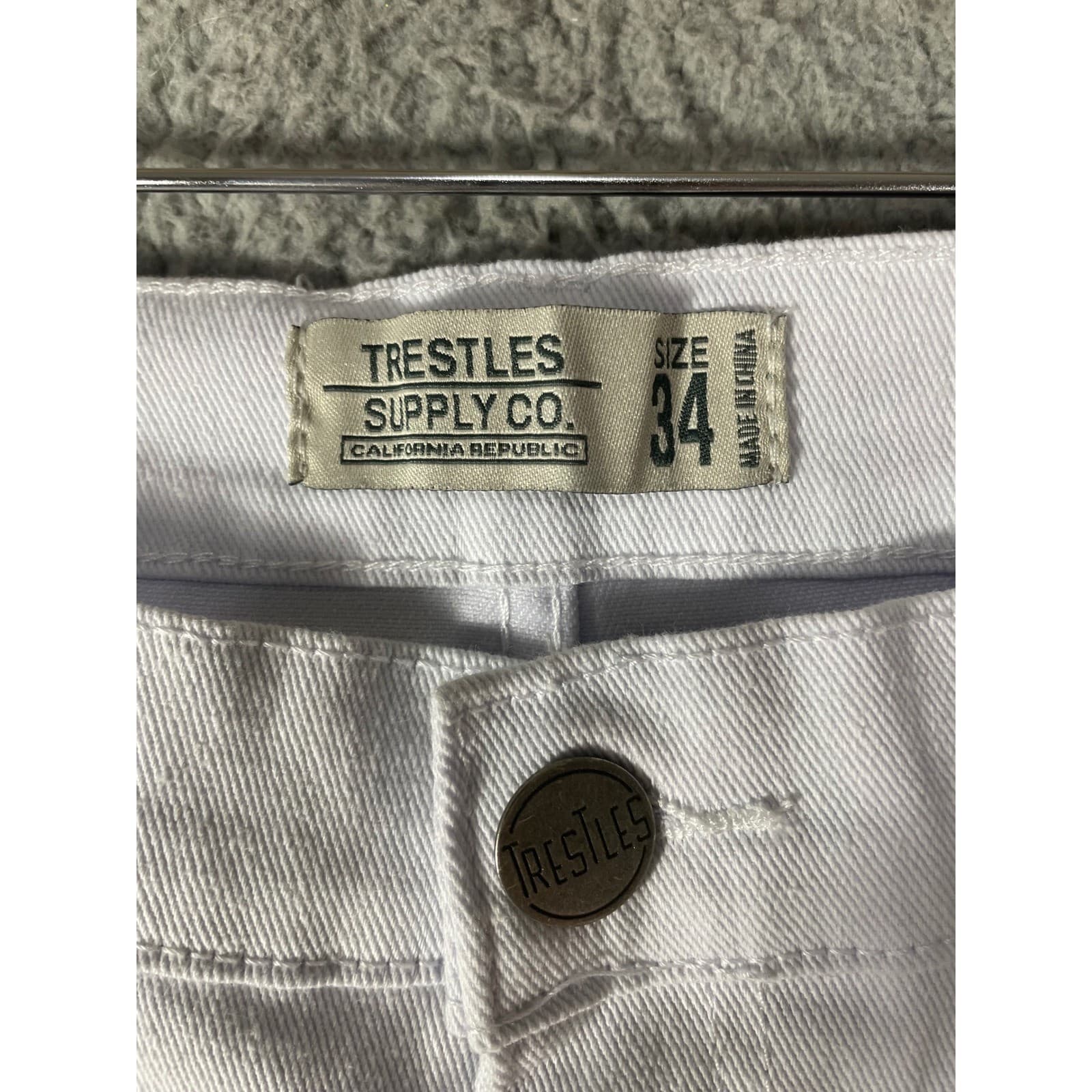 Trestles Supply Co Mens White Distressed Moto Skinny Jeans Size 34x29 Streetwear - Thumbnail 4