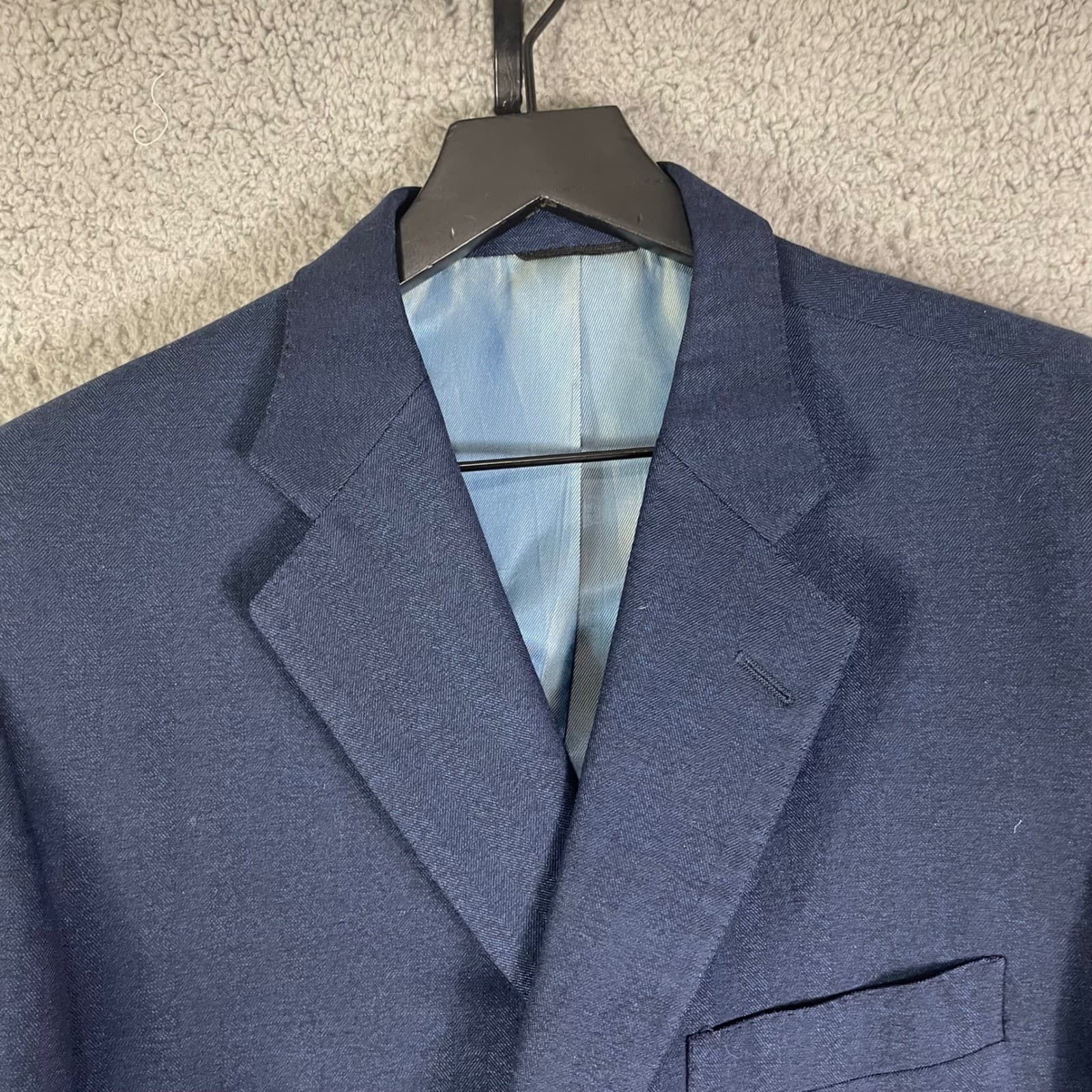 Men's Navy Blue Two Button Blazer Suit Jacket Size 44L Formal Business Career - Thumbnail 10