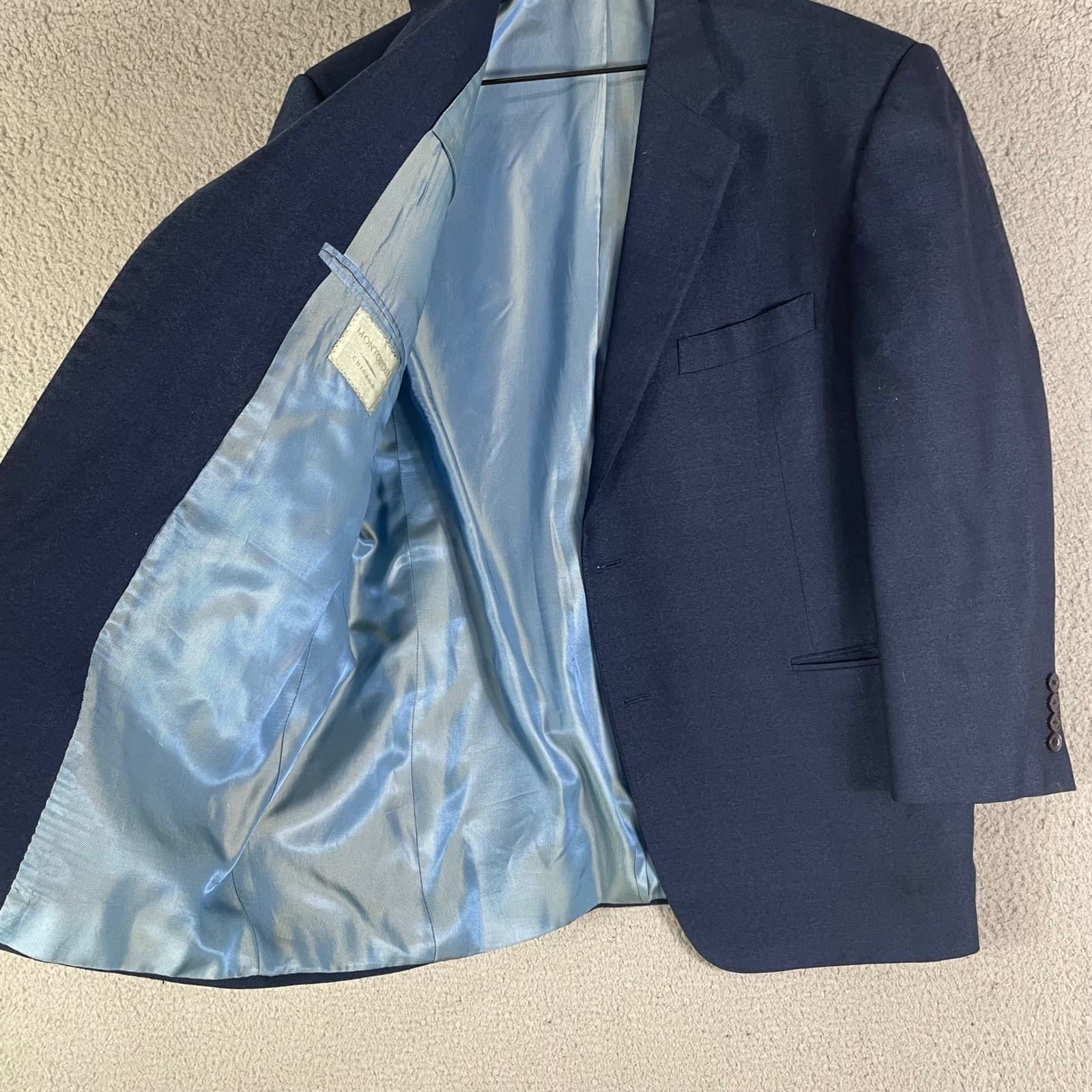 Men's Navy Blue Two Button Blazer Suit Jacket Size 44L Formal Business Career - Thumbnail 7