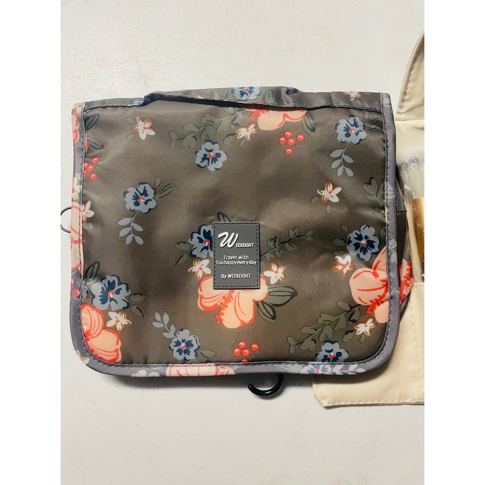 Hanging Toiletry Bag Travel Organizer Floral Makeup Brush Roll Storage Set - Thumbnail 5