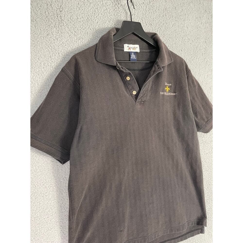 Vtg Walt Disney World Port Orleans Resort Polo Shirt Mens M Faded Black Logo - Thumbnail 7