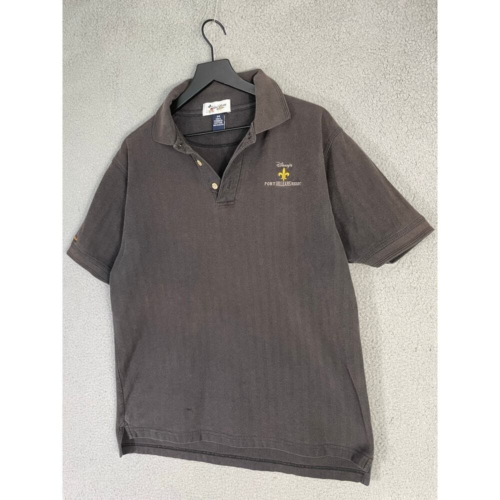 Vtg Walt Disney World Port Orleans Resort Polo Shirt Mens M Faded Black Logo - Thumbnail 6