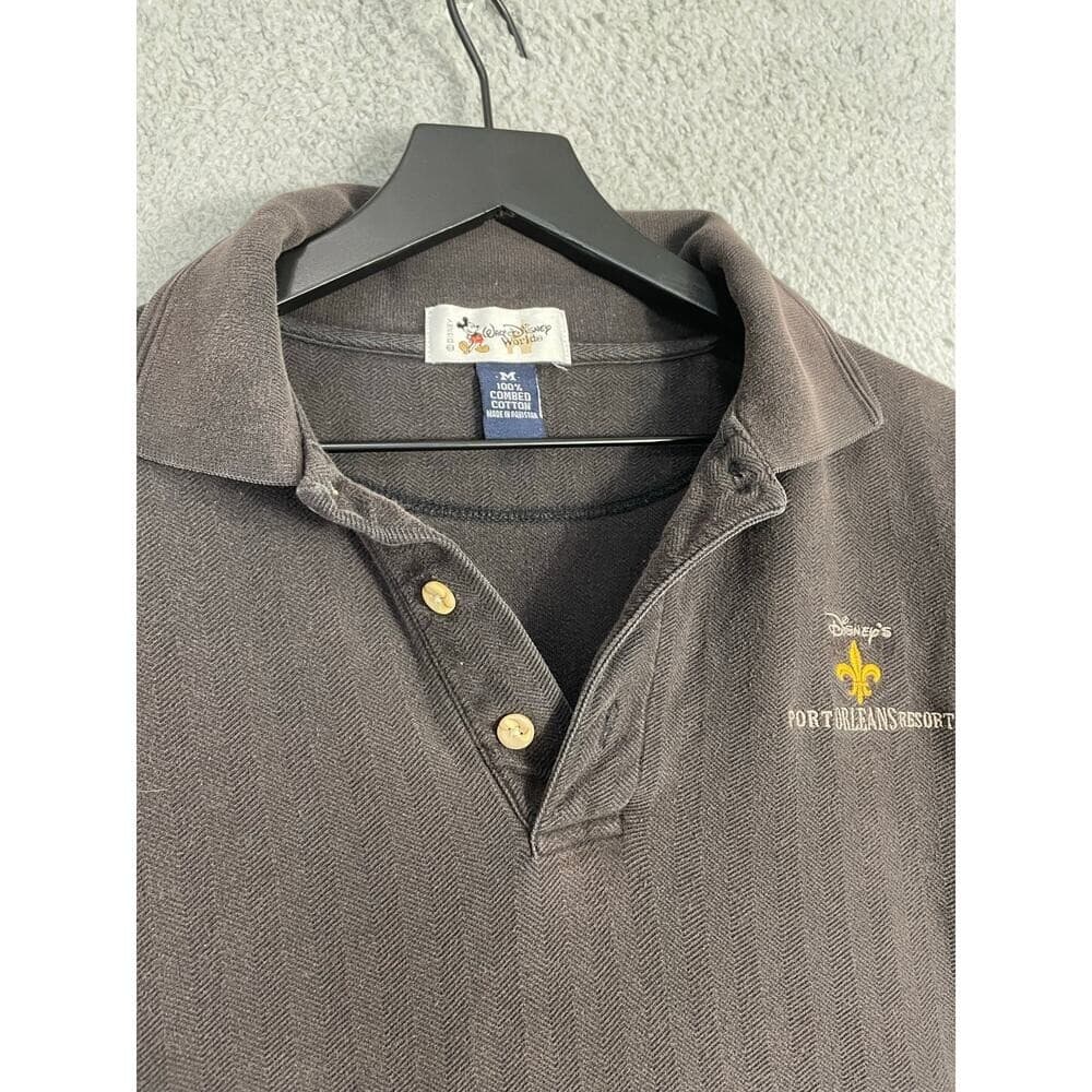 Vtg Walt Disney World Port Orleans Resort Polo Shirt Mens M Faded Black Logo - Thumbnail 9