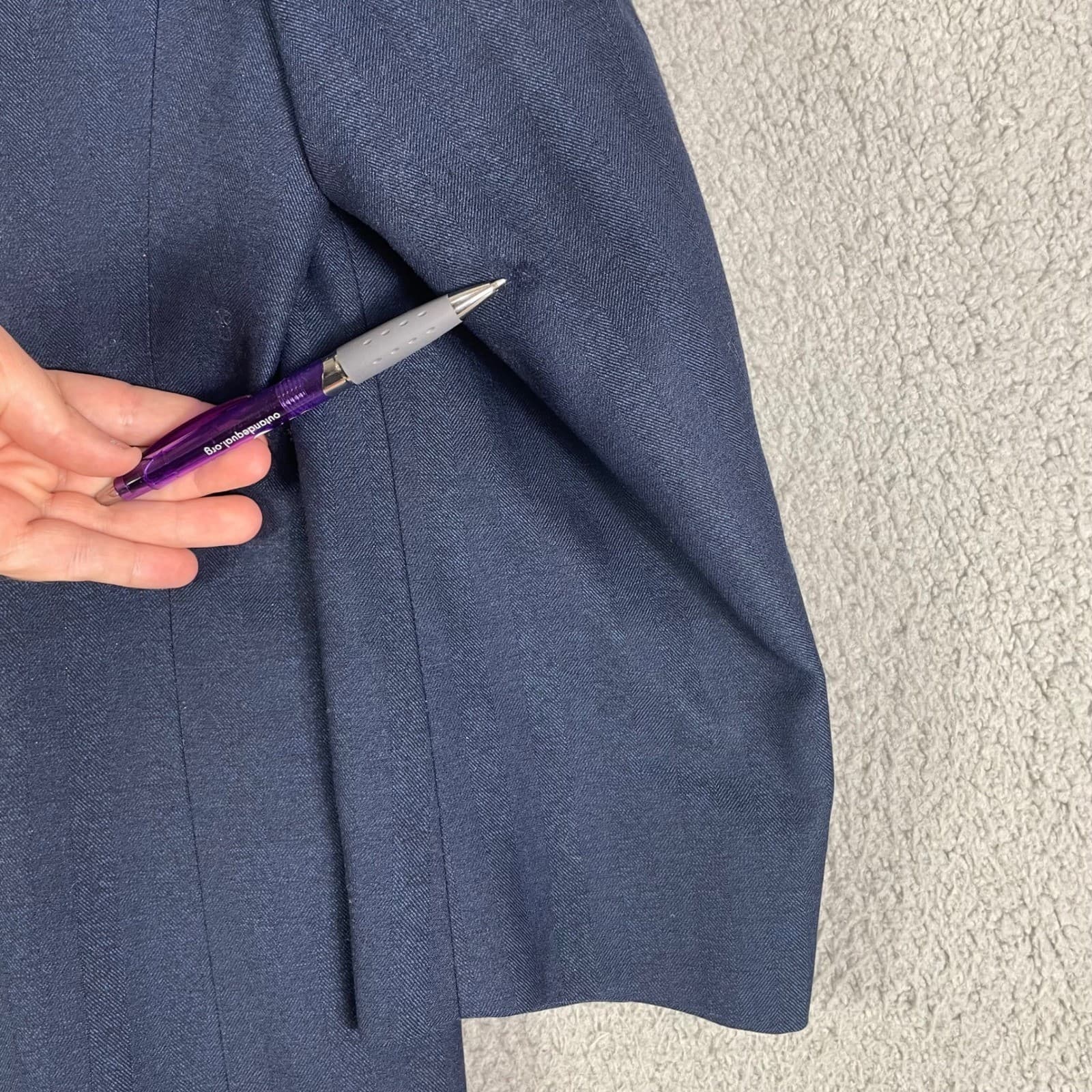 Men's Navy Blue Two Button Blazer Suit Jacket Size 44L Formal Business Career - Thumbnail 6