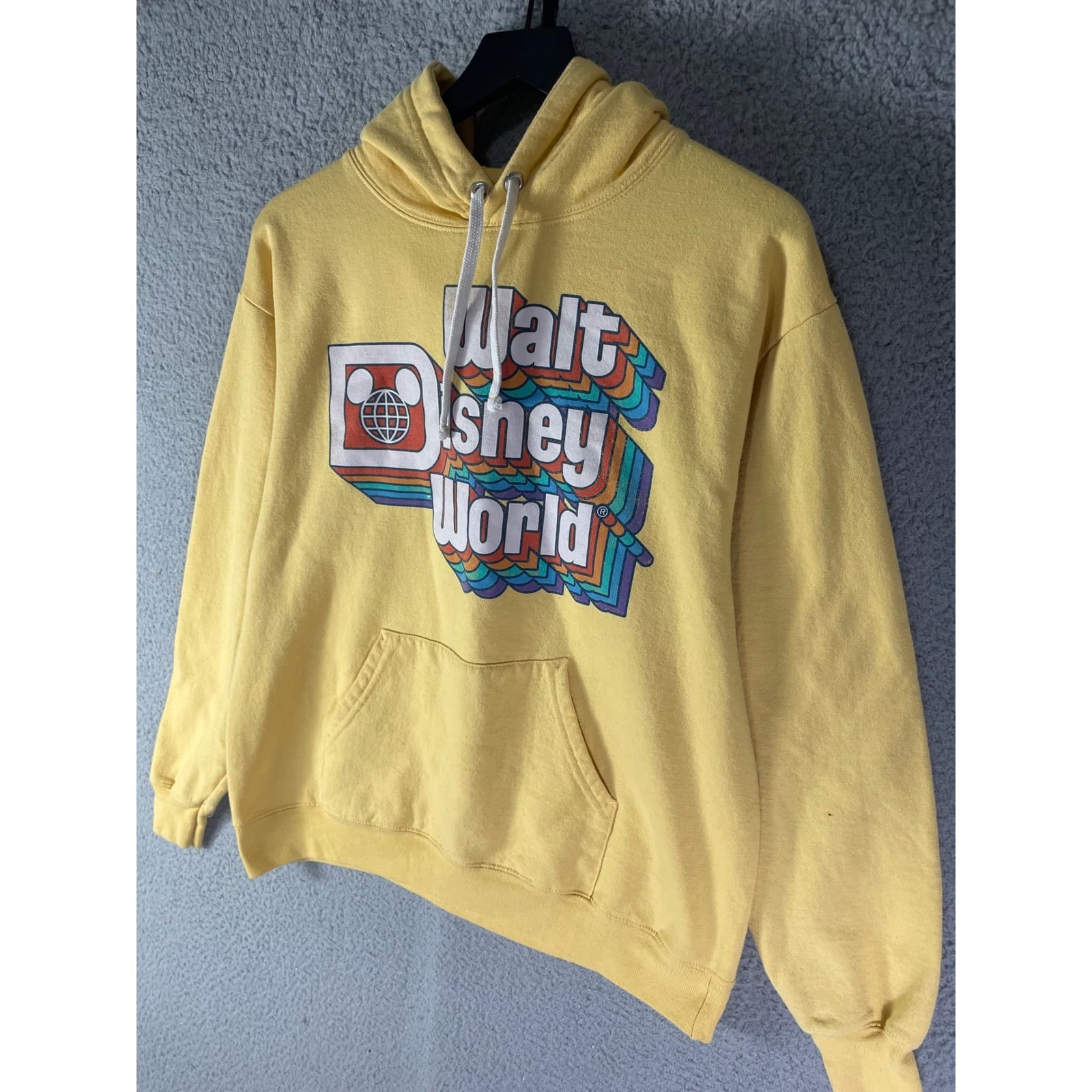 Walt Disney World Hoodie M Yellow Retro Rainbow Logo Pullover Sweatshirt WDW Men - Thumbnail 4