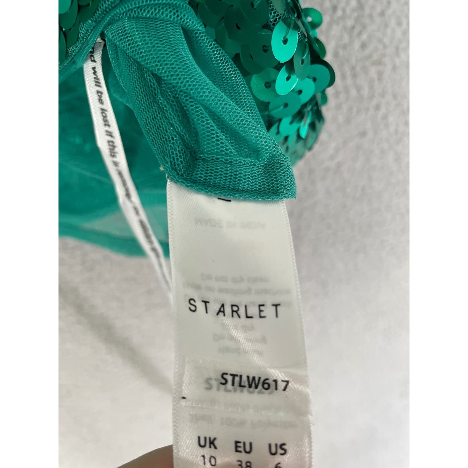 Starlet Sequin Top Shirt US 6 UK 10 Green Short Sleeve Crop Top Blouse - Thumbnail 3