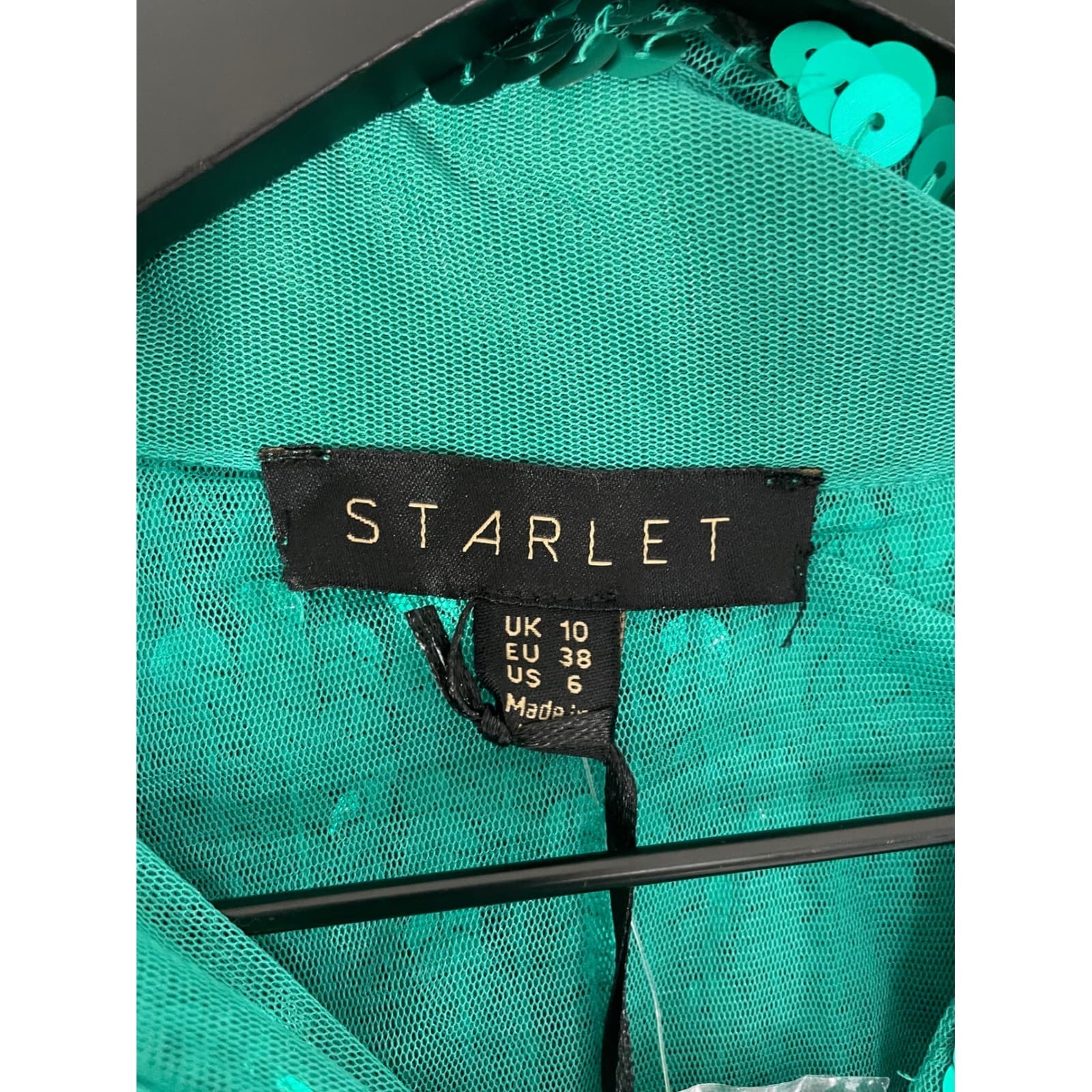 Starlet Sequin Top Shirt US 6 UK 10 Green Short Sleeve Crop Top Blouse - Thumbnail 5