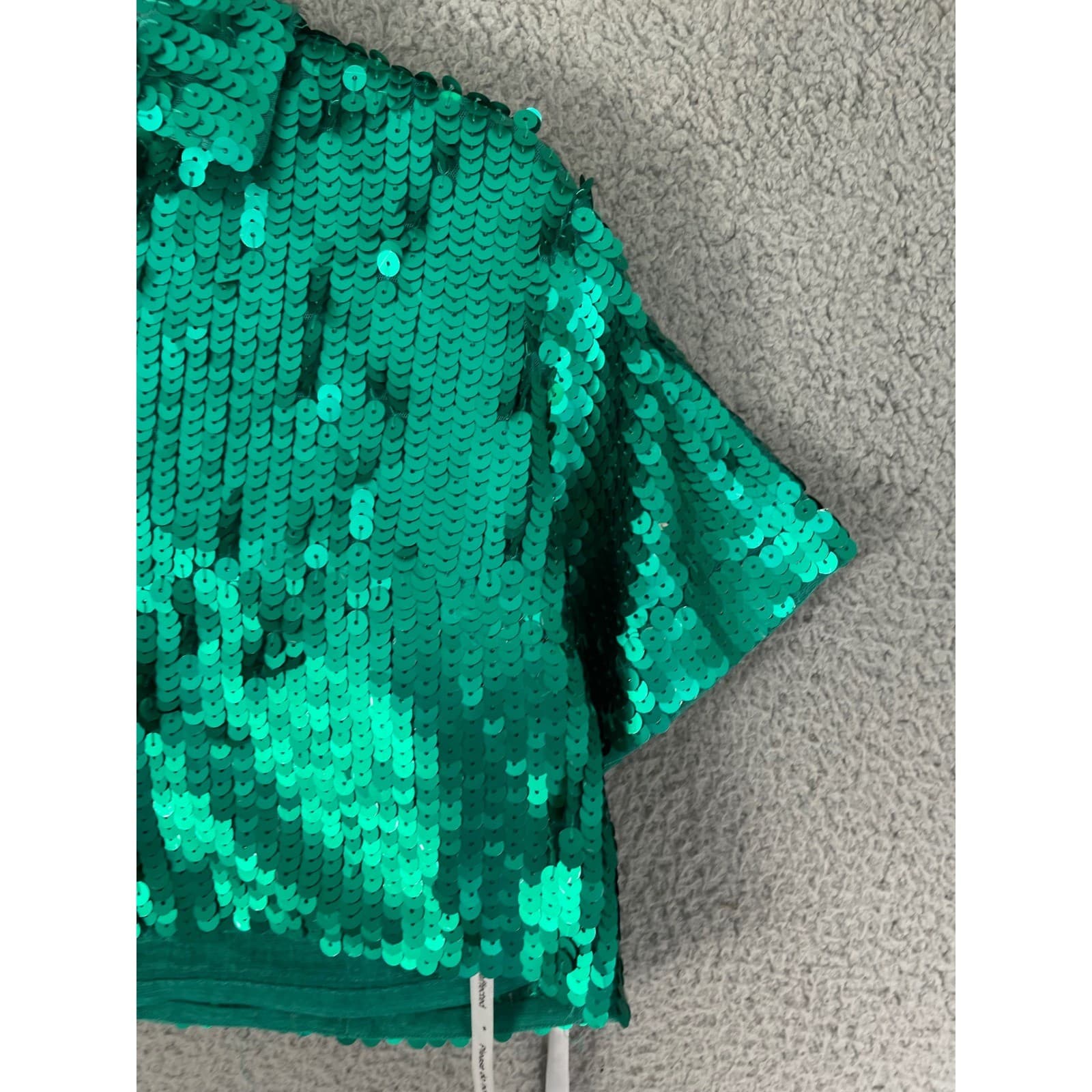Starlet Sequin Top Shirt US 6 UK 10 Green Short Sleeve Crop Top Blouse - Thumbnail 10