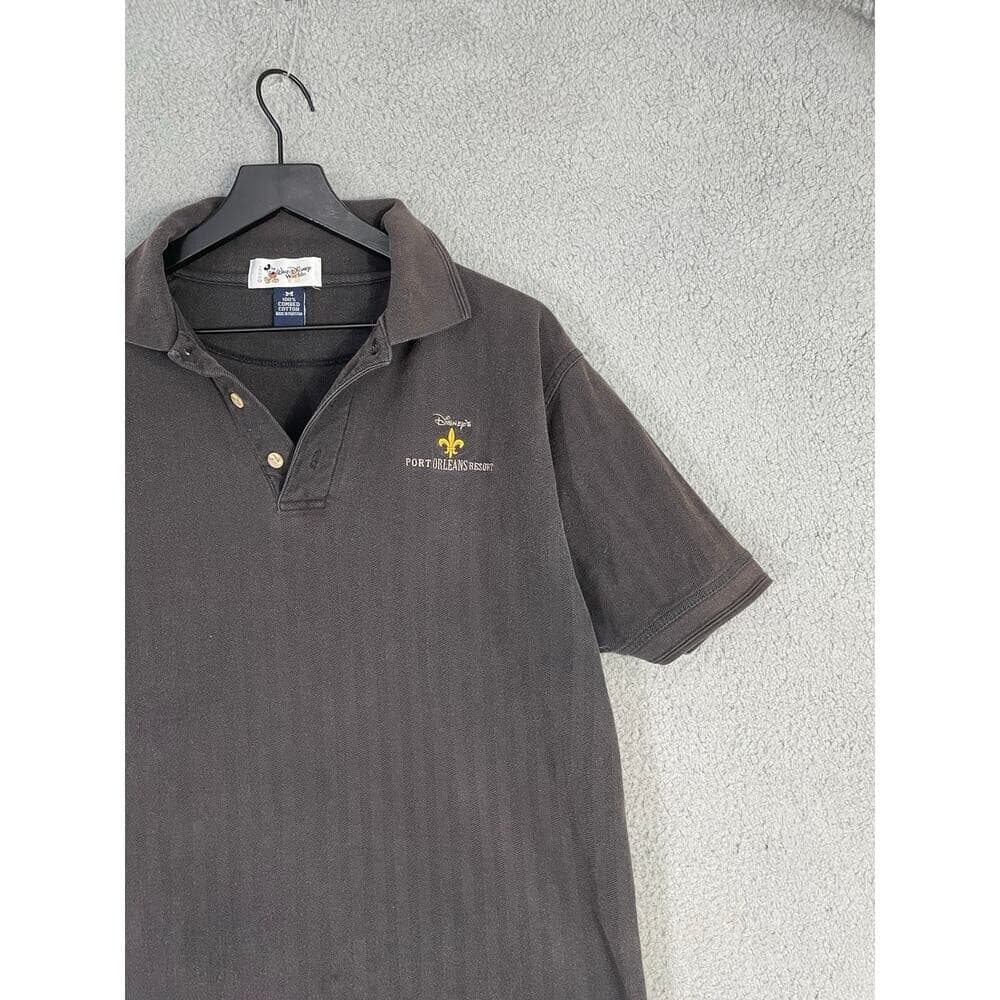 Vtg Walt Disney World Port Orleans Resort Polo Shirt Mens M Faded Black Logo - Thumbnail 5