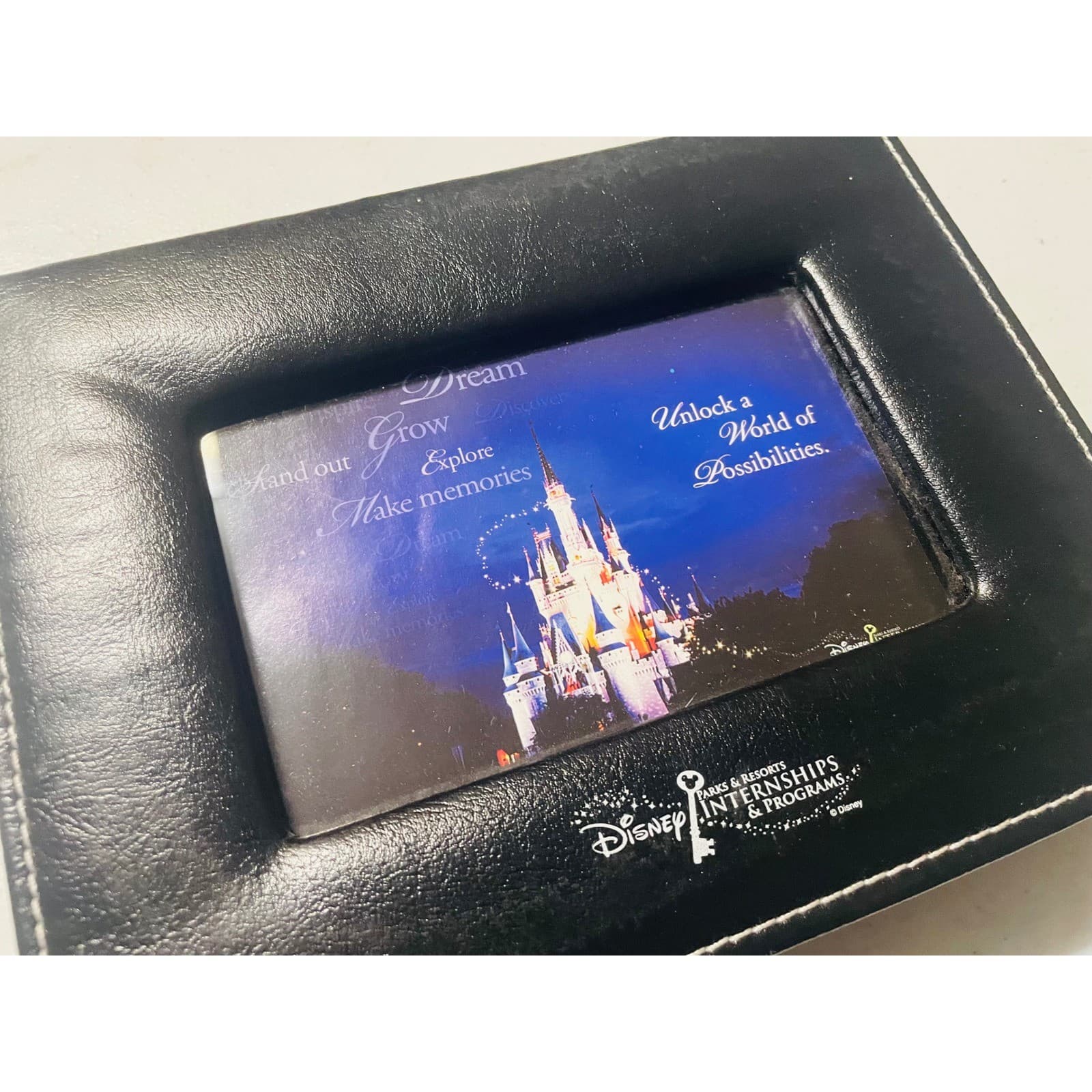 Disney Parks Internships & Programs Photo Frame Keepsake Box Black Faux Leather - Thumbnail 2
