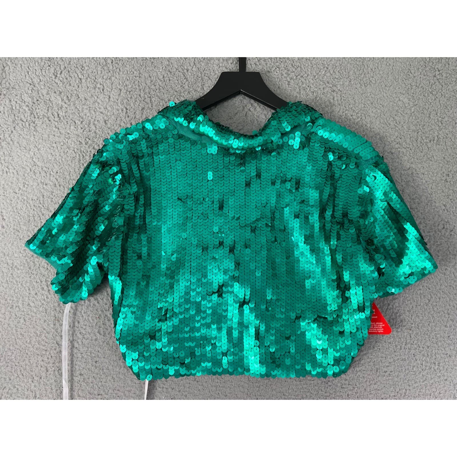 Starlet Sequin Top Shirt US 6 UK 10 Green Short Sleeve Crop Top Blouse - Thumbnail 7