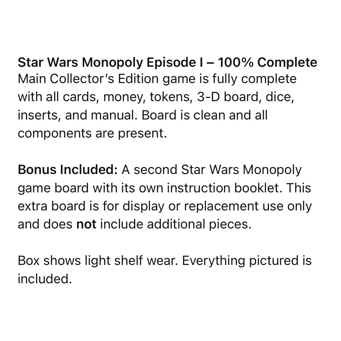 Star Wars Monopoly Episode I 3D Board Game Complete Collector Edition 1999 - Thumbnail 2