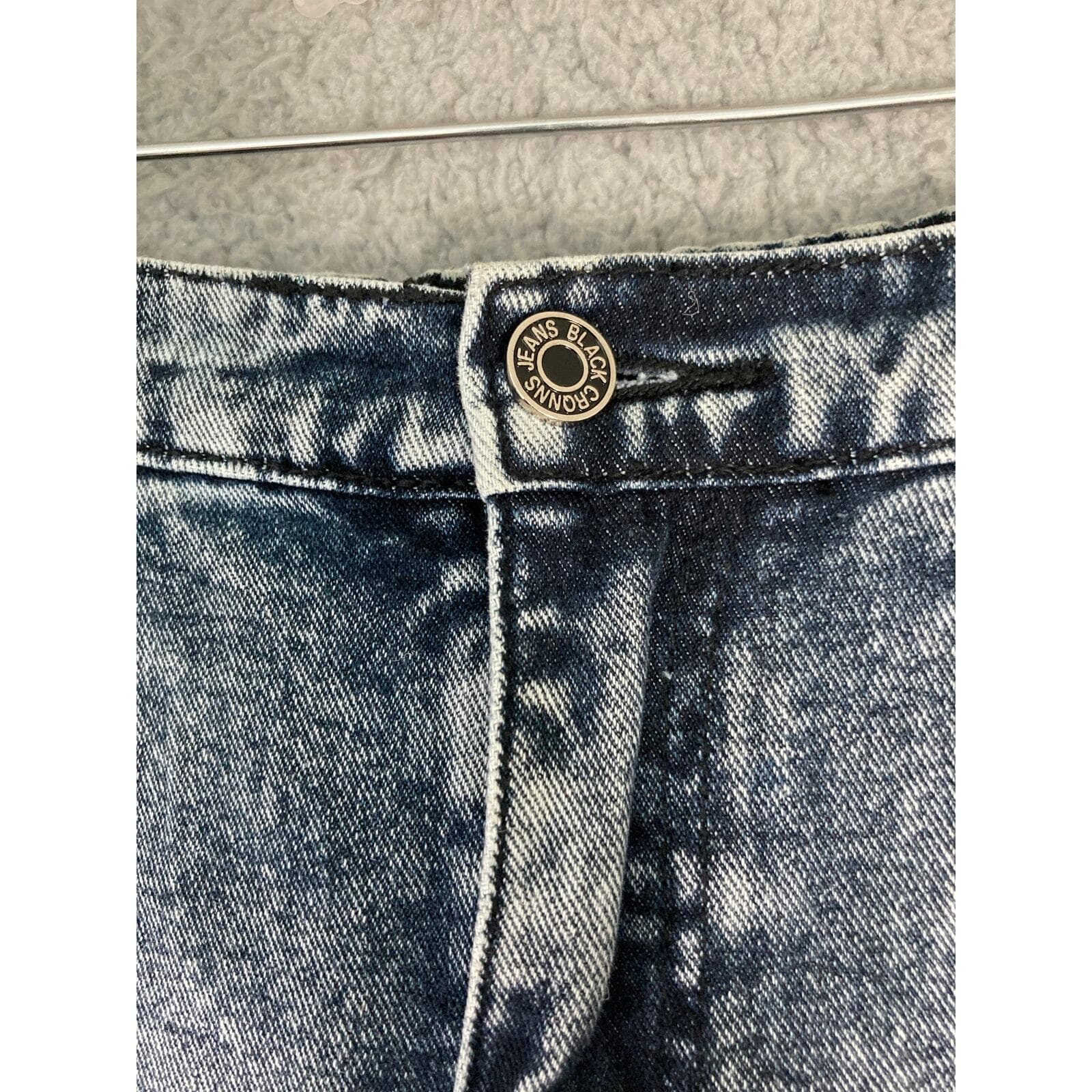 Women's High Rise Acid Wash Slim Jeans Blue Size 32 Mom Jeans - Thumbnail 9