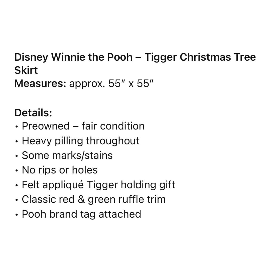 Disney Tigger Christmas Tree Skirt 55 Red Green Holiday Decor Winnie Pooh - Thumbnail 2