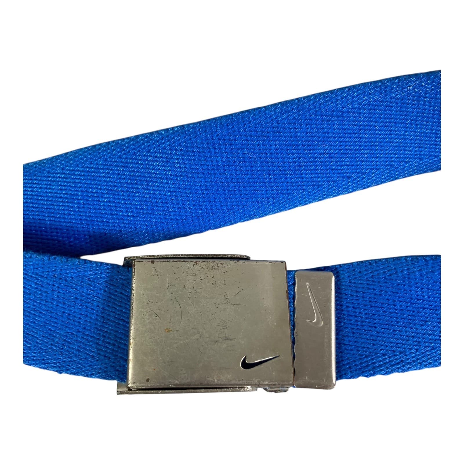Nike Web Belt Mens Blue Canvas Adjustable Silver Buckle Casual Golf - Thumbnail 5