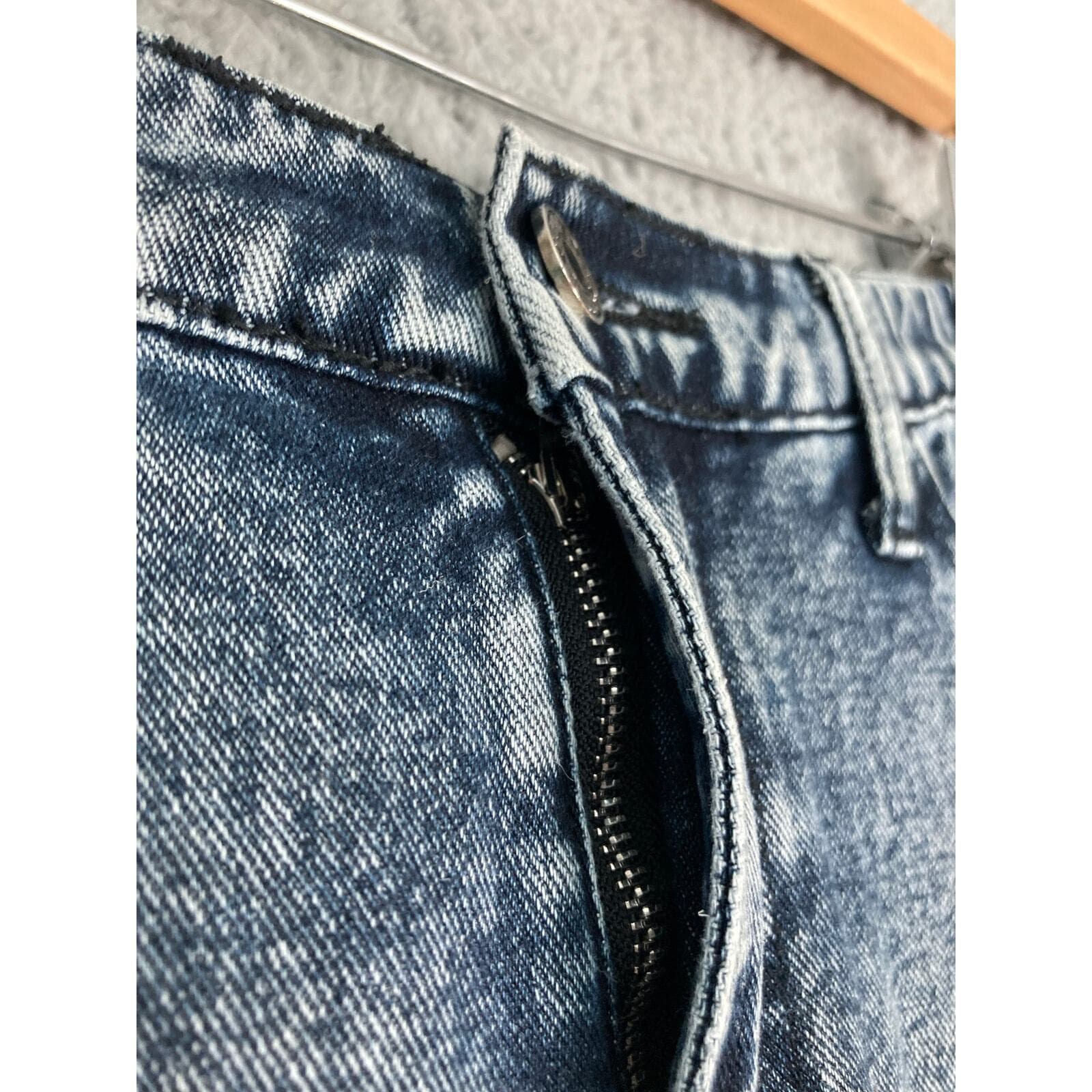 Women's High Rise Acid Wash Slim Jeans Blue Size 32 Mom Jeans - Thumbnail 10
