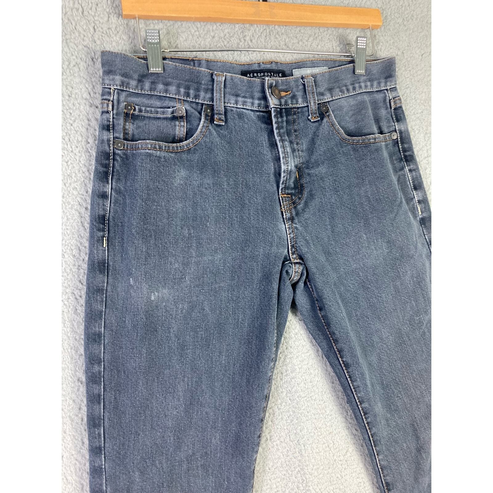 Aeropostale Men's Slim Straight Jeans Gray Denim Size 30x34 - Thumbnail 7