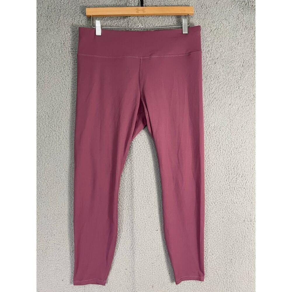 Women 7/8 Leggings Mauve Pink L High Rise Yoga Gym Athletic Stretch Pants