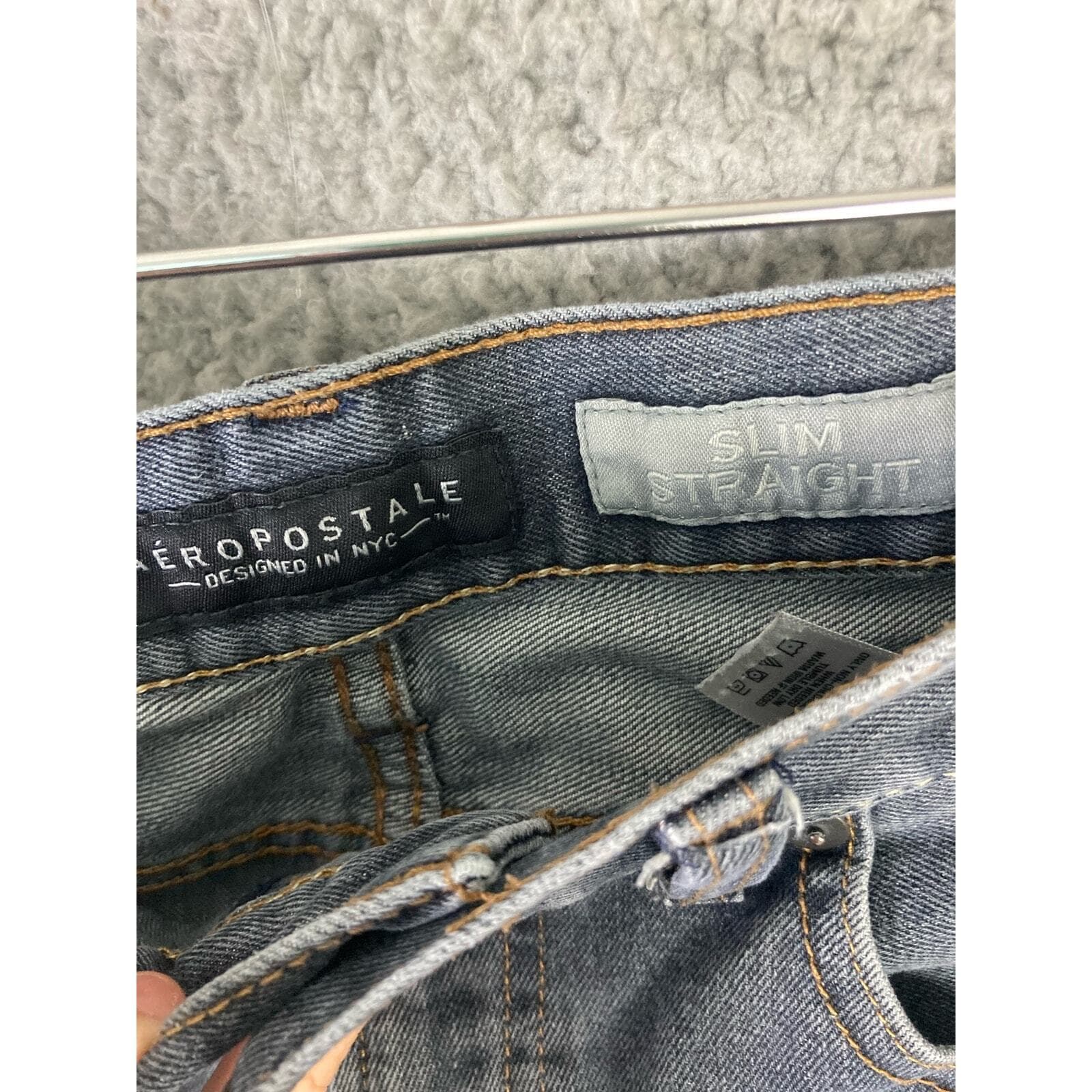 Aeropostale Men's Slim Straight Jeans Gray Denim Size 30x34 - Thumbnail 9