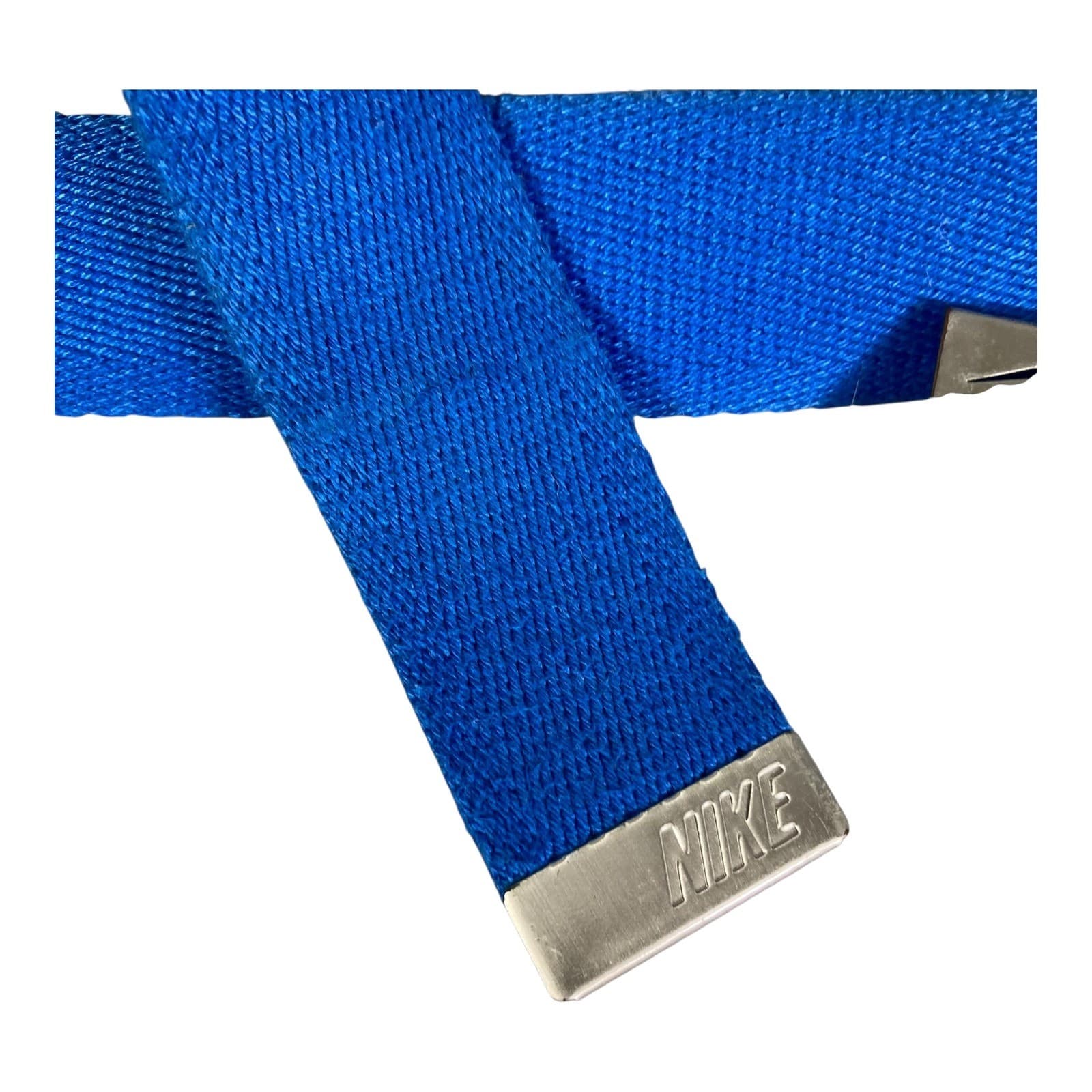 Nike Web Belt Mens Blue Canvas Adjustable Silver Buckle Casual Golf - Thumbnail 3