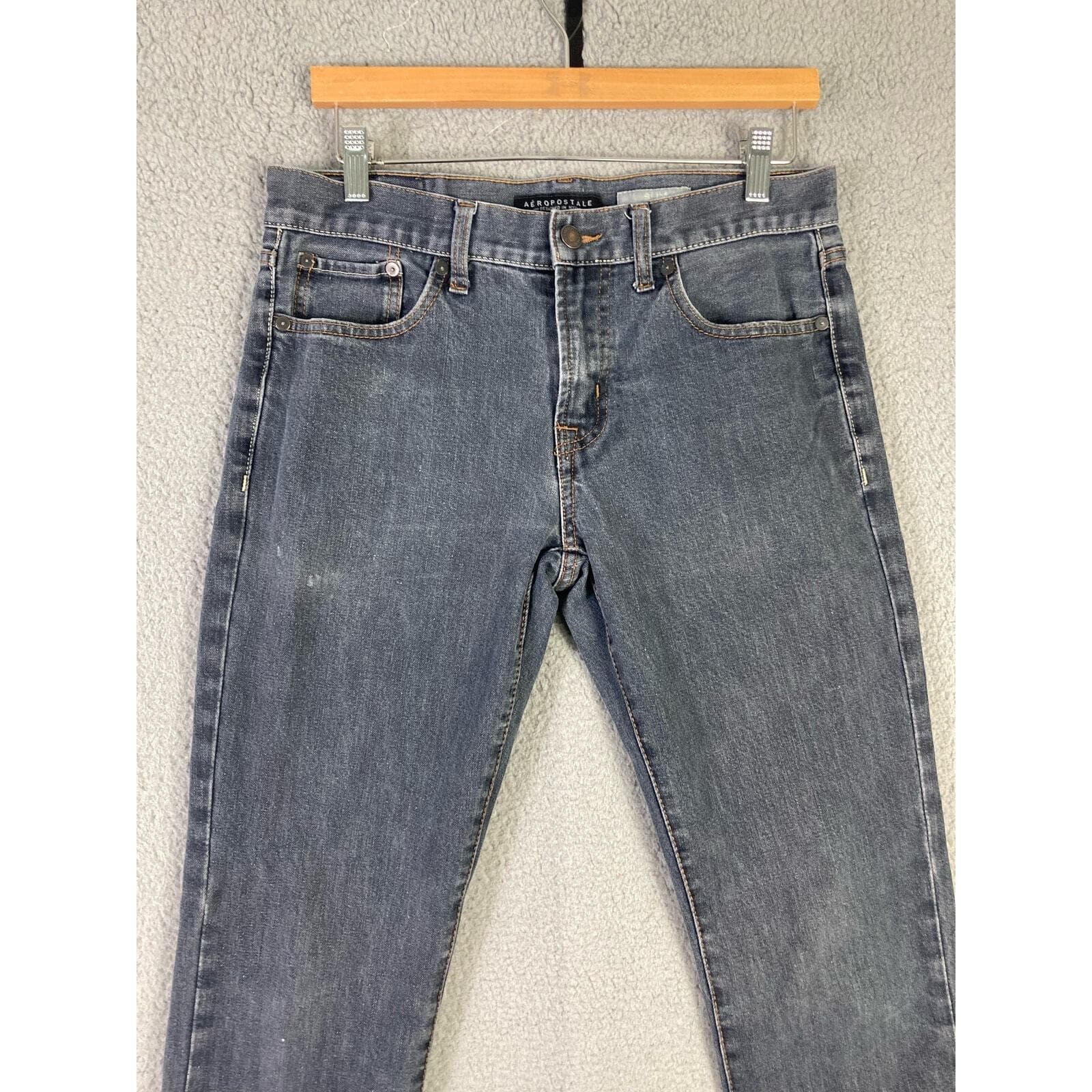 Aeropostale Men's Slim Straight Jeans Gray Denim Size 30x34 - Thumbnail 5