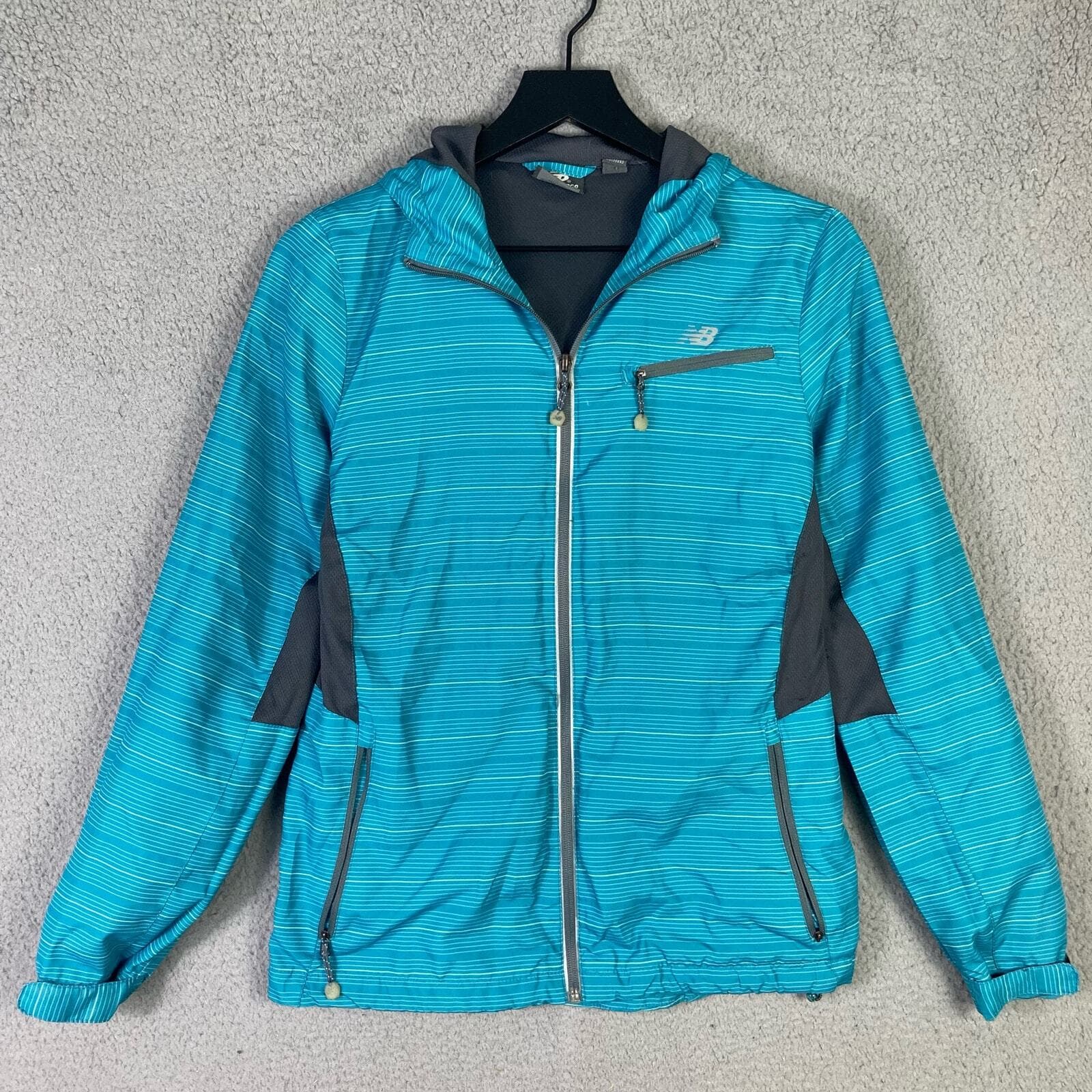 New Balance Women's Blue Windbreaker Jacket Size S Hooded Casual - Thumbnail 2