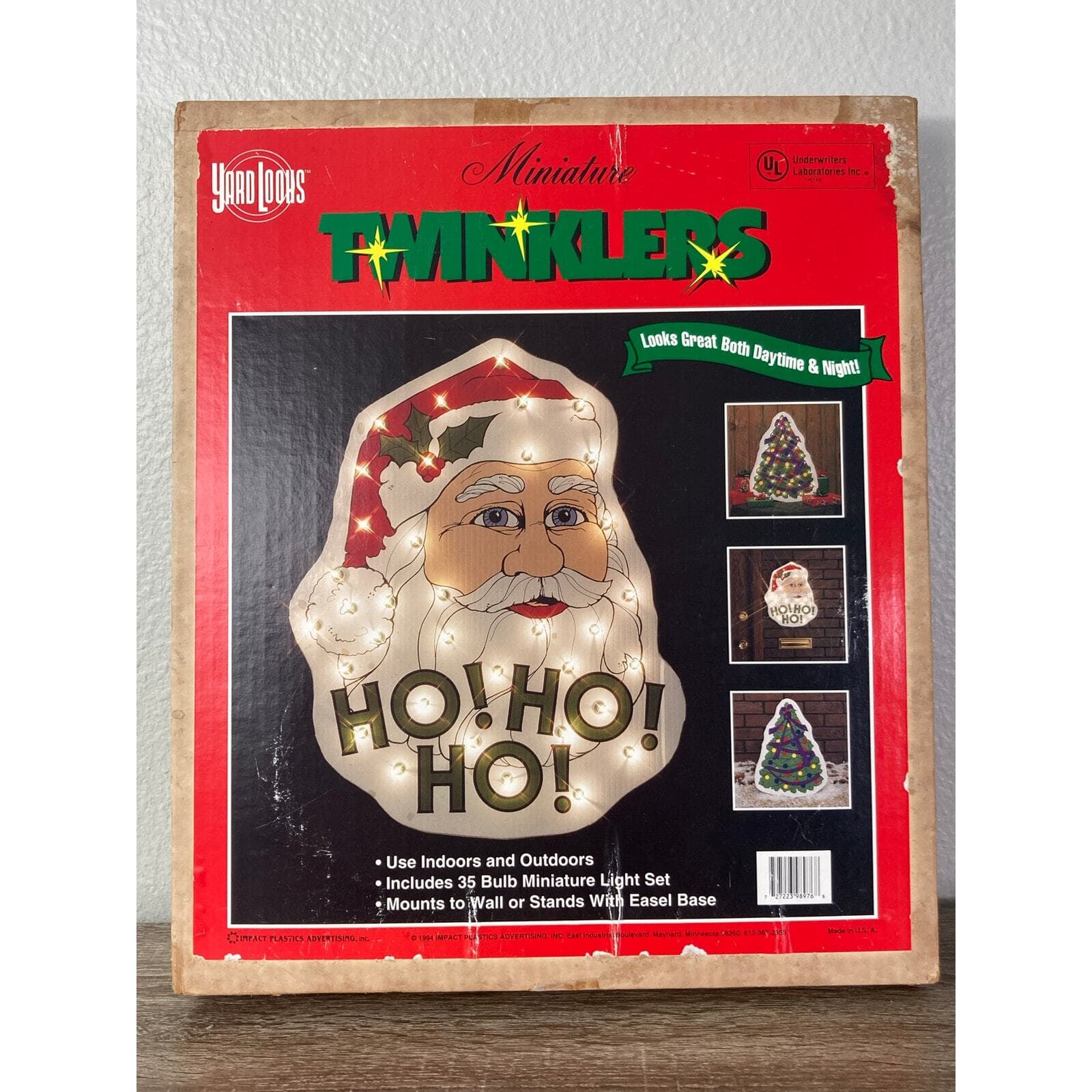 Vintage 1994 Santa Claus LED Light Decoration Christmas Wall Non- Working - Thumbnail 3