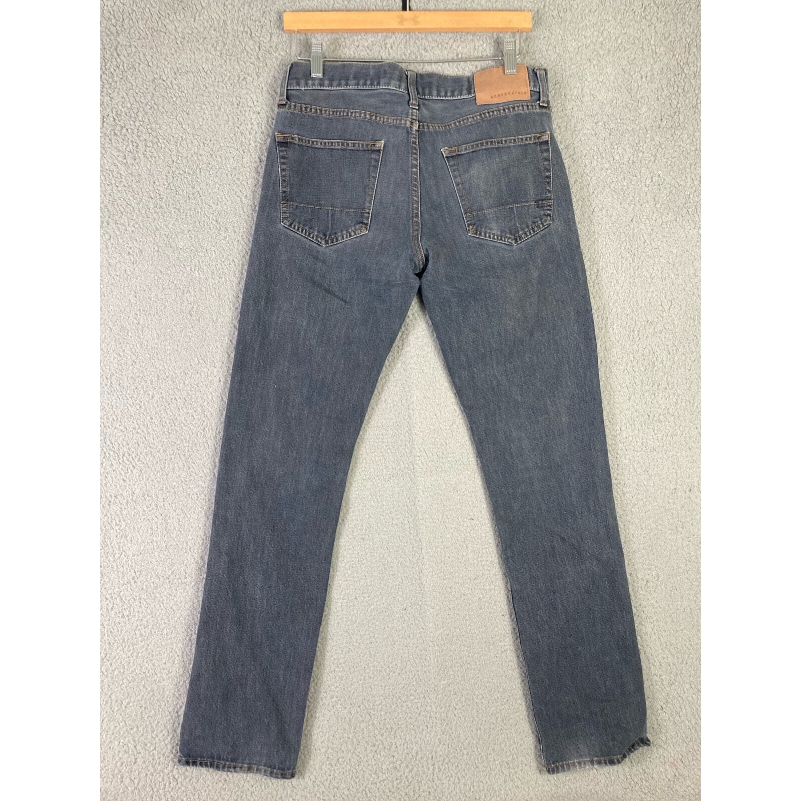 Aeropostale Men's Slim Straight Jeans Gray Denim Size 30x34 - Thumbnail 2
