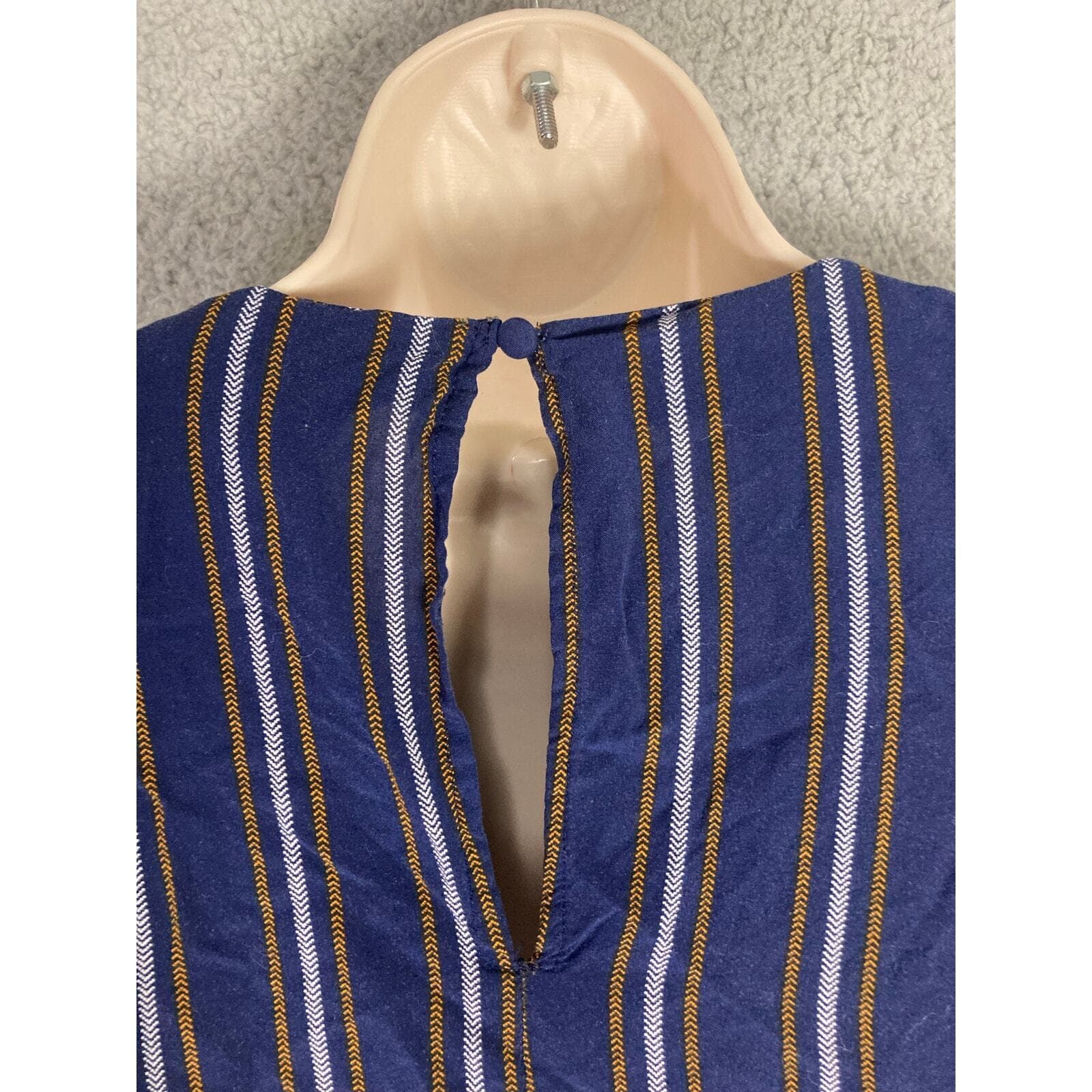 Forever 21 Women's XL 100% Rayon Blue Striped Knee Length Shirt Dress Casual - Thumbnail 9