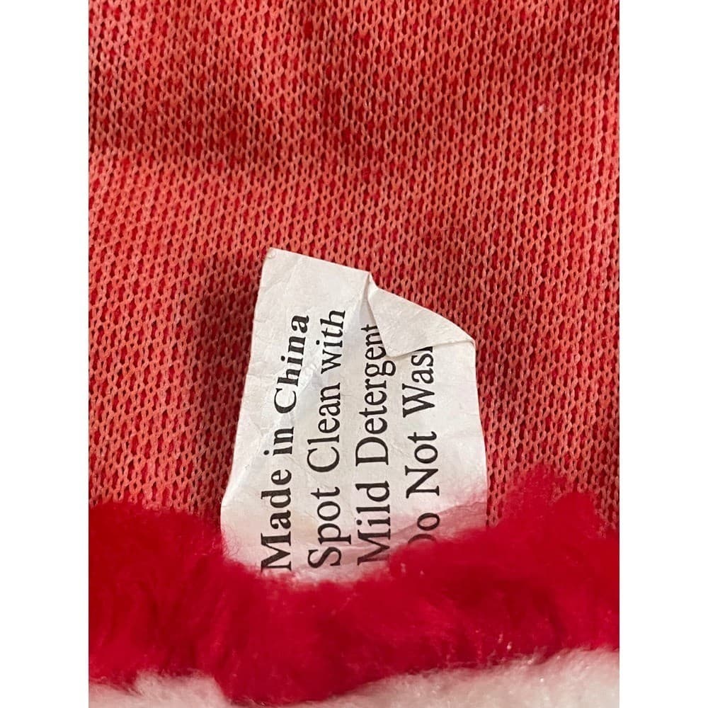 Vintage Christmas Tree Skirt 44 Red White Faux Fur Santa Plush Xmas Decor - Thumbnail 13