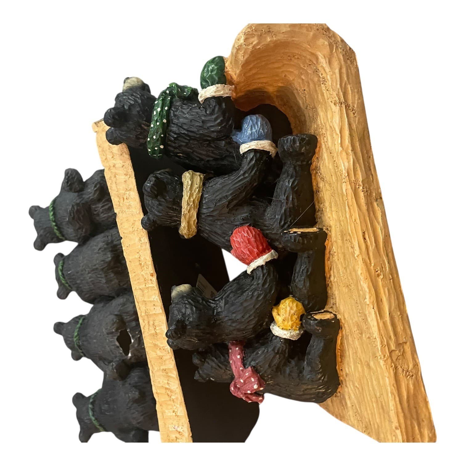 Black Bear Christmas Figurine Set NOEL Sledding Cabin Lodge Decor Resin - Thumbnail 9