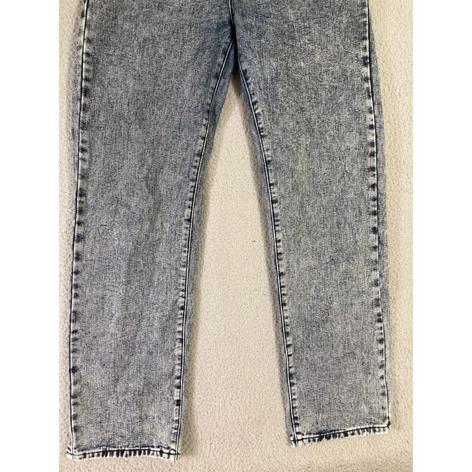 Women's High Rise Acid Wash Slim Jeans Blue Size 32 Mom Jeans - Thumbnail 7