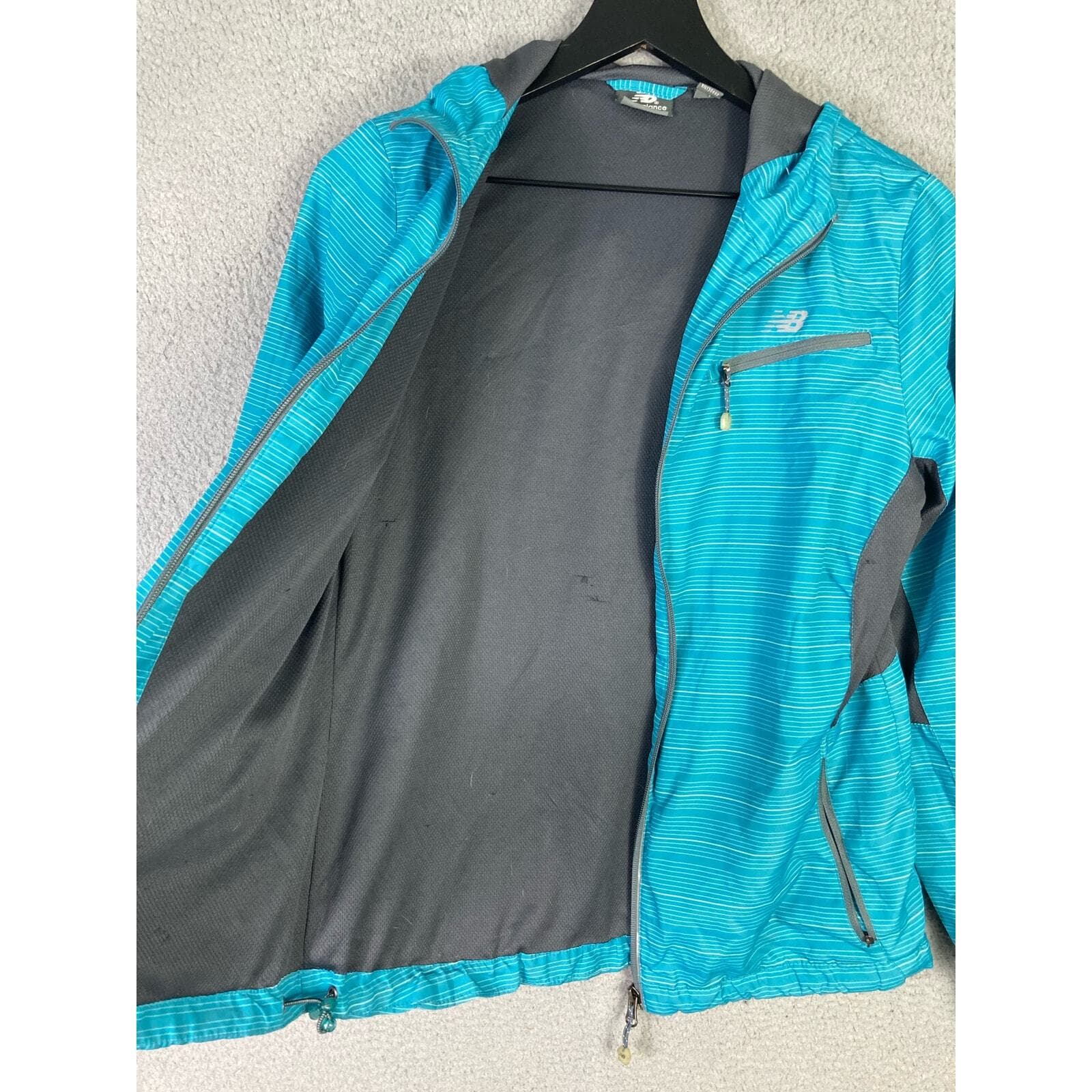 New Balance Women's Blue Windbreaker Jacket Size S Hooded Casual - Thumbnail 10