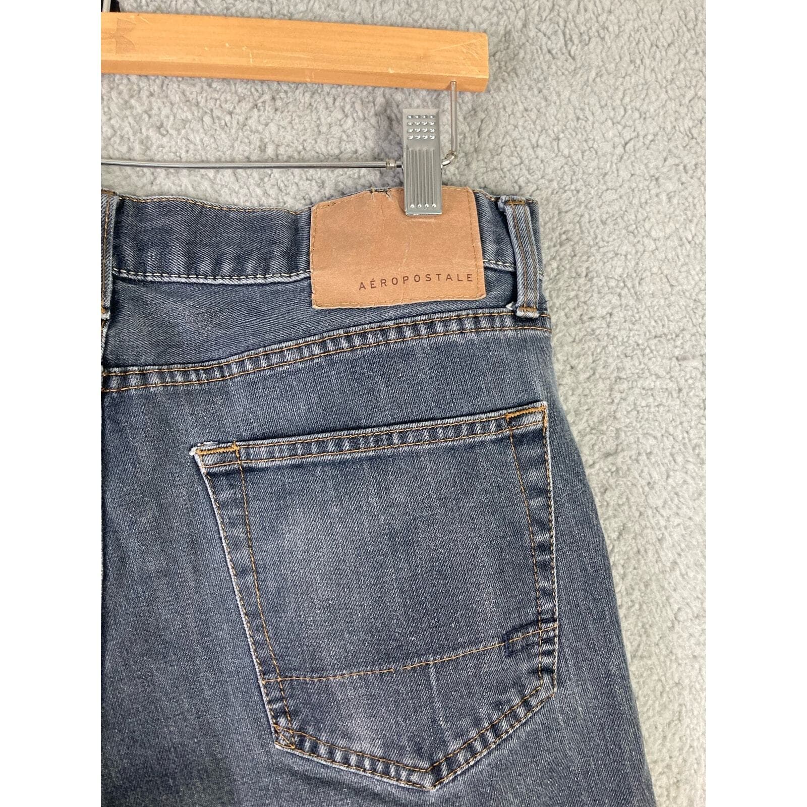 Aeropostale Men's Slim Straight Jeans Gray Denim Size 30x34 - Thumbnail 10