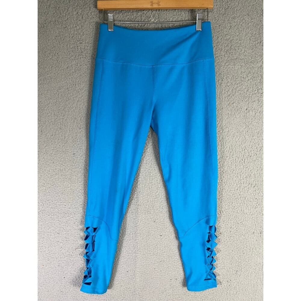Women Blue Capri Leggings M High Rise Yoga Athletic Stretch Pants DSG - Thumbnail 3