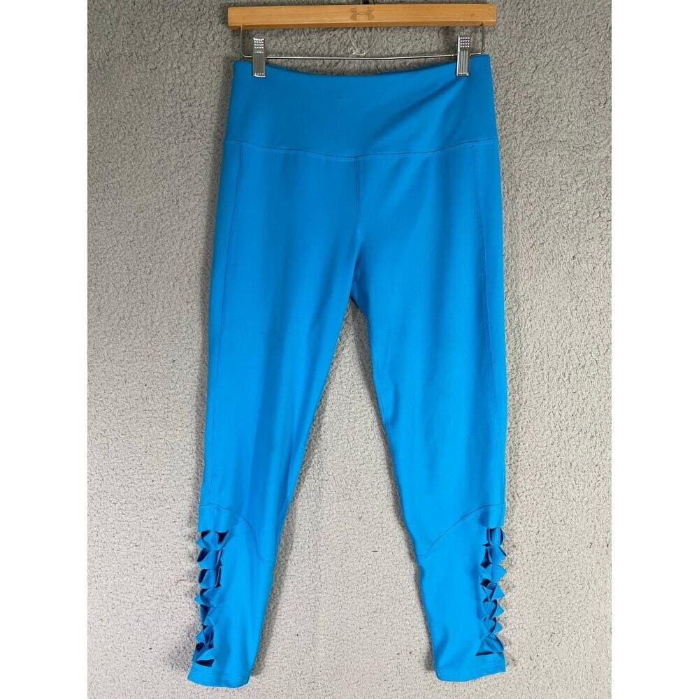 Women Blue Capri Leggings M High Rise Yoga Athletic Stretch Pants DSG - Thumbnail 2