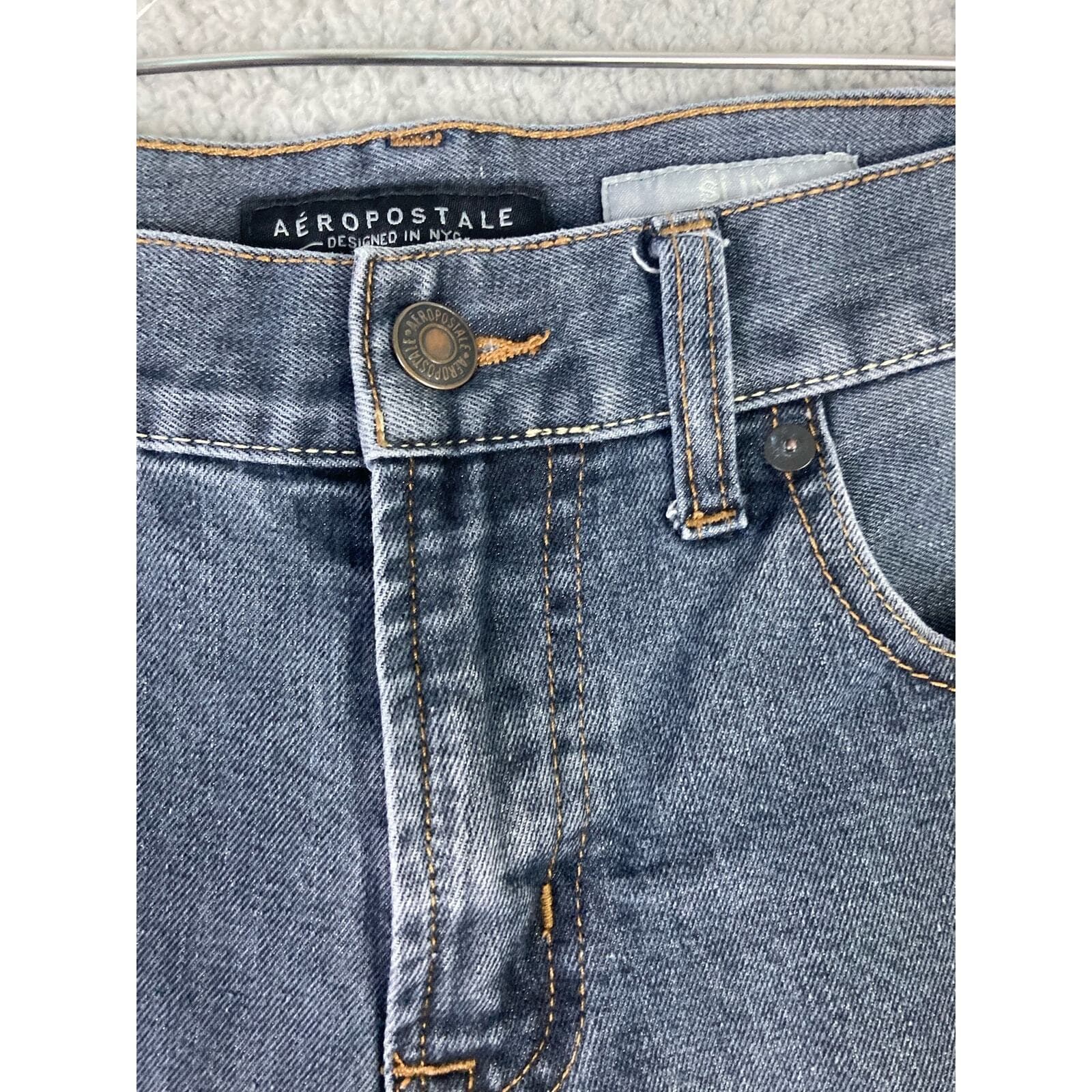 Aeropostale Men's Slim Straight Jeans Gray Denim Size 30x34 - Thumbnail 8