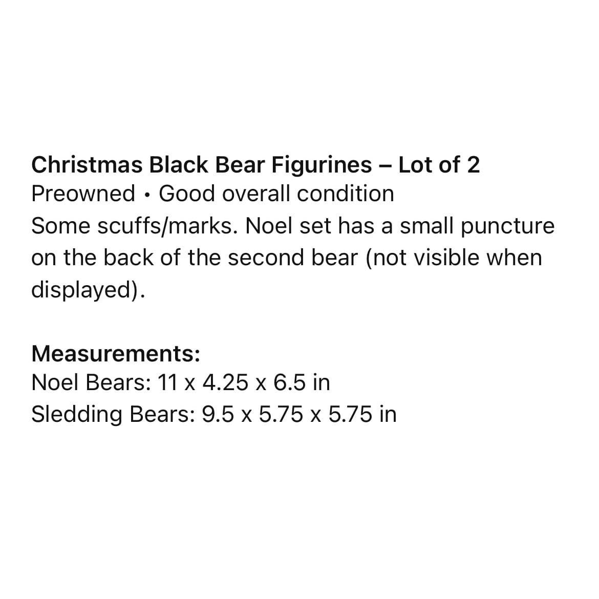 Black Bear Christmas Figurine Set NOEL Sledding Cabin Lodge Decor Resin - Thumbnail 2