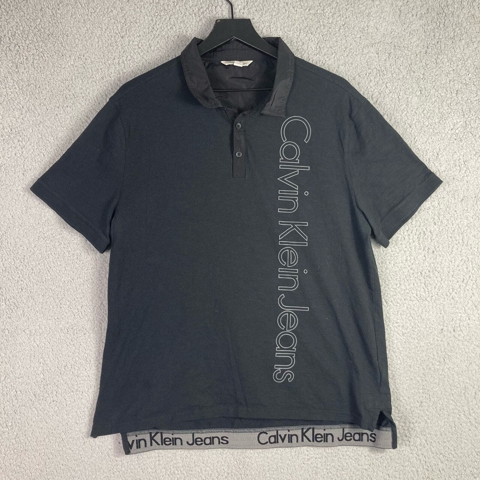 Calvin Klein Jeans Polo Shirt Men's XL Gray Classic Casual Fashion Cotton Top - Thumbnail 3