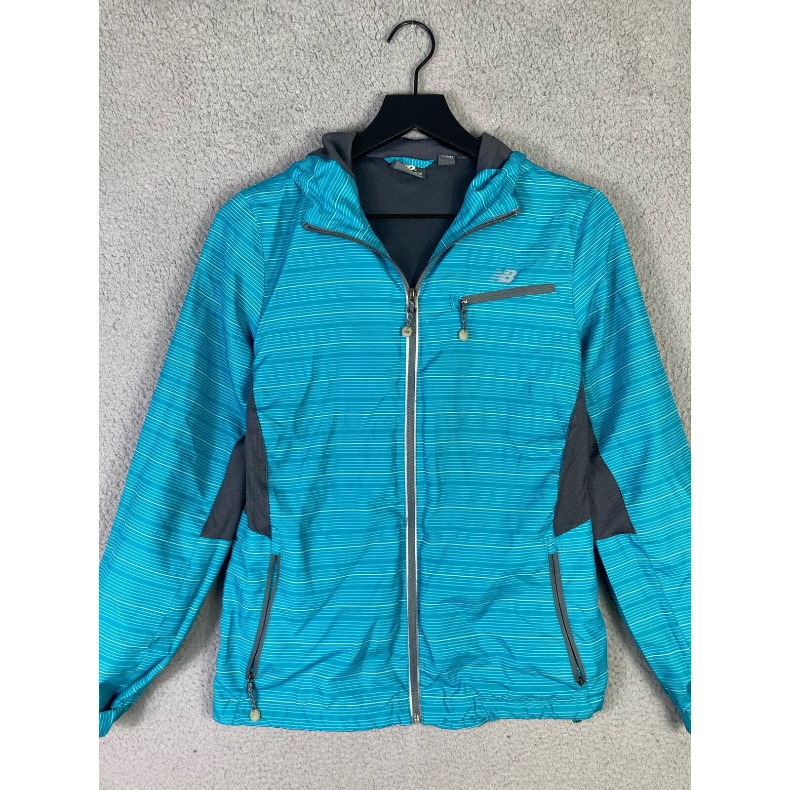 New Balance Women's Blue Windbreaker Jacket Size S Hooded Casual - Thumbnail 7